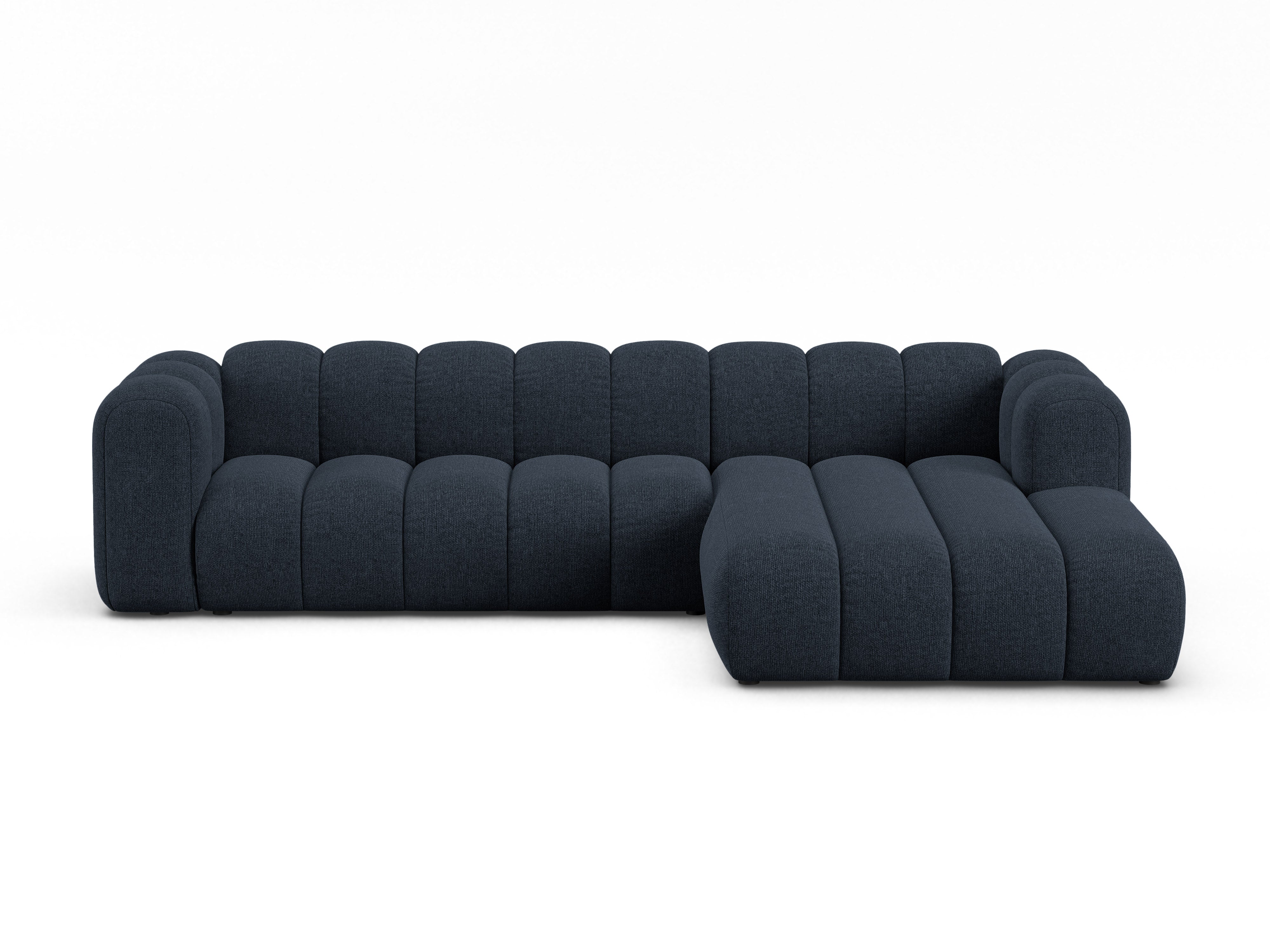 4-sitzige rechteckige LUPINE Eckcouch in marineblauem Chenille