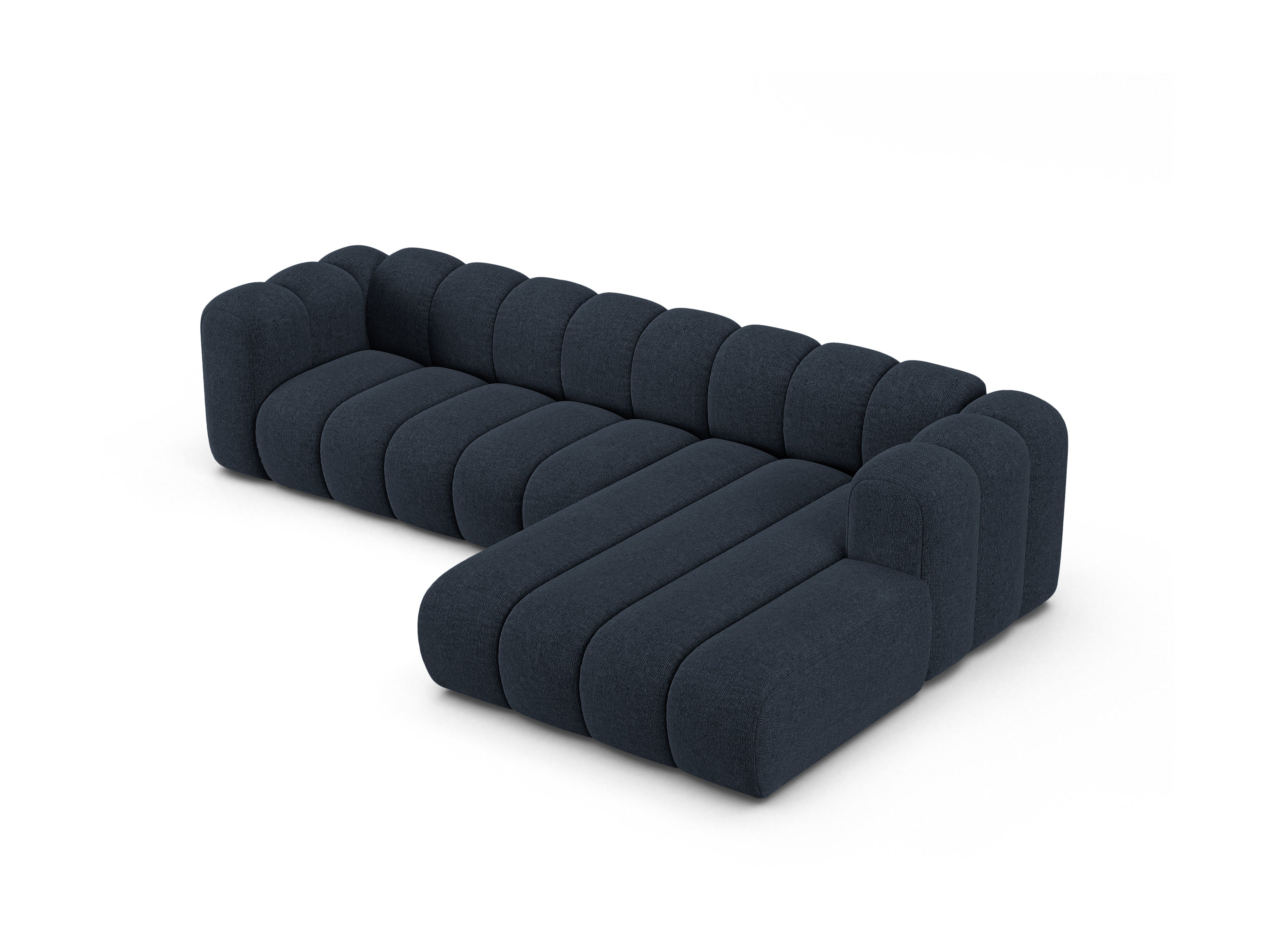 4-sitzige rechteckige LUPINE Eckcouch in marineblauem Chenille