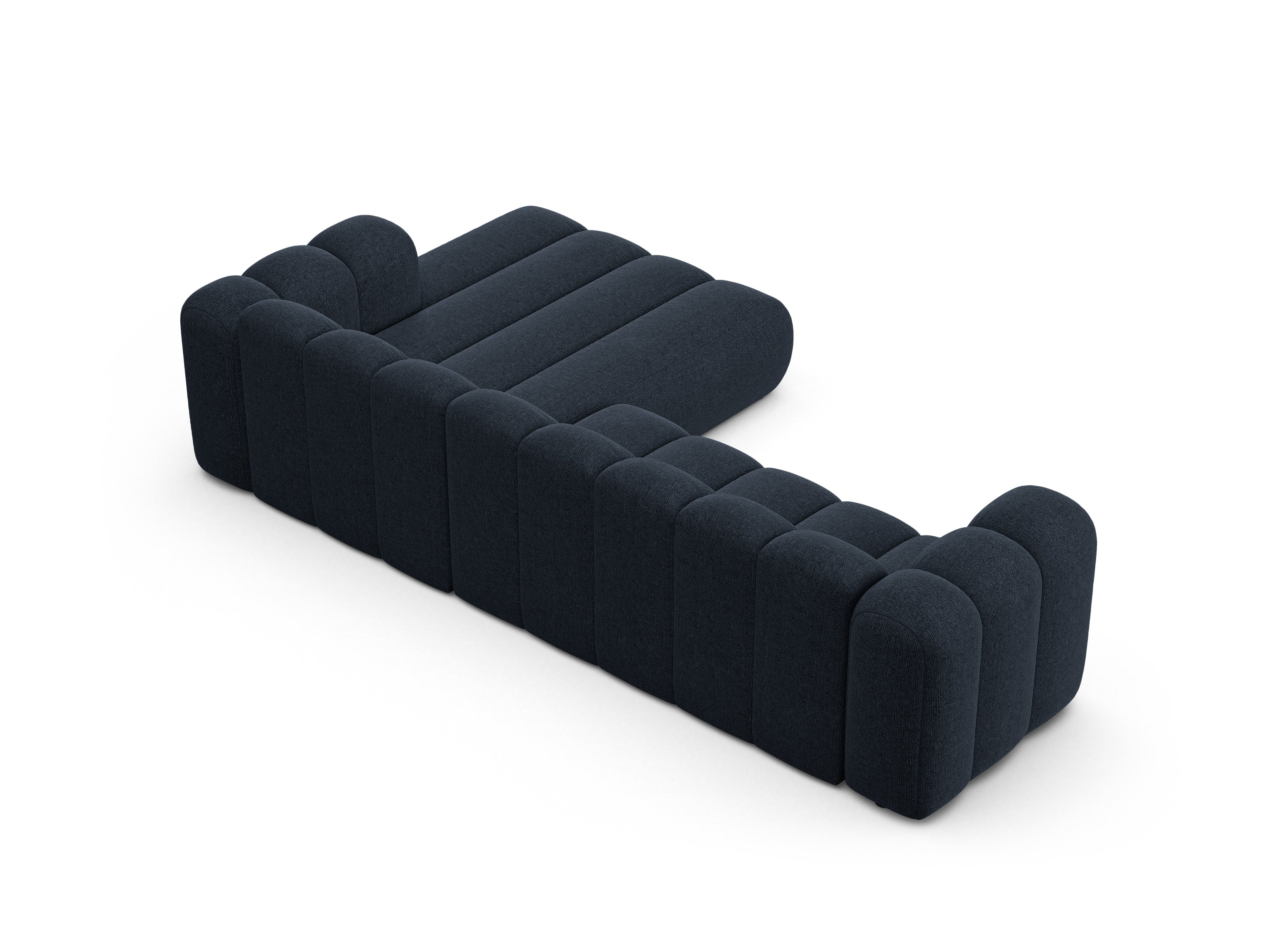 4-sitzige rechteckige LUPINE Eckcouch in marineblauem Chenille