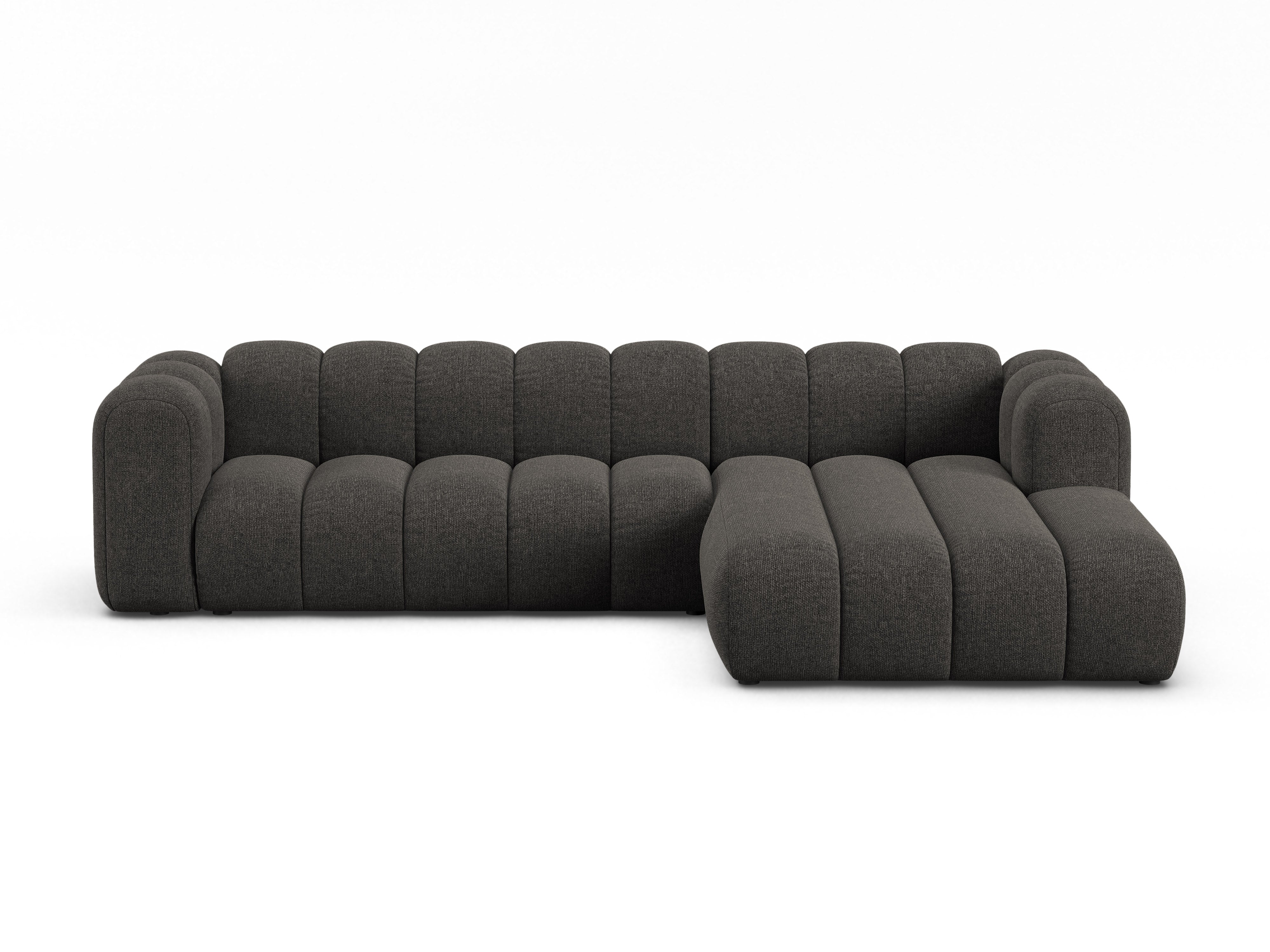 4-sitziger rechter Ecksofa LUPINE graues Chenille