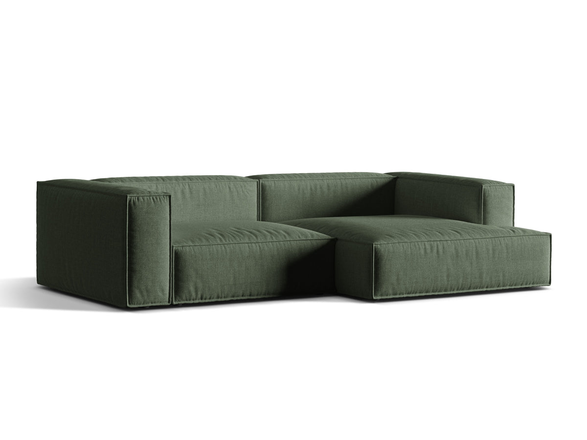 Narożnik 4-osobowy prawostronny NURIA mchowy – ujęcie boczne