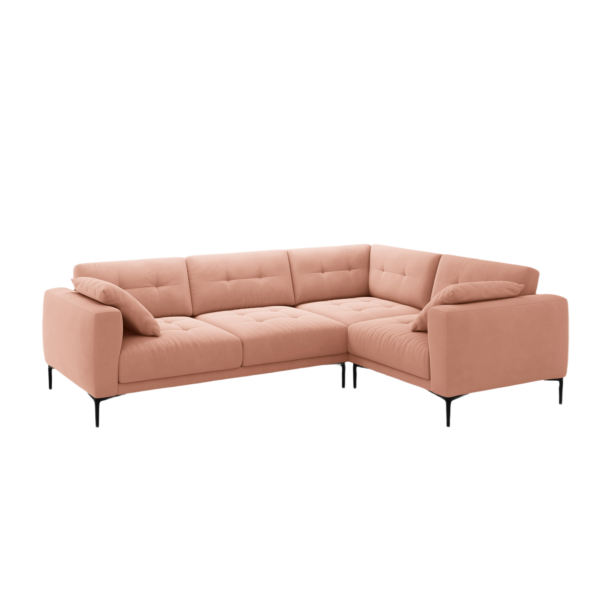 Rechtsseitiges L-förmiges Samtsofa BEMY in Rosa