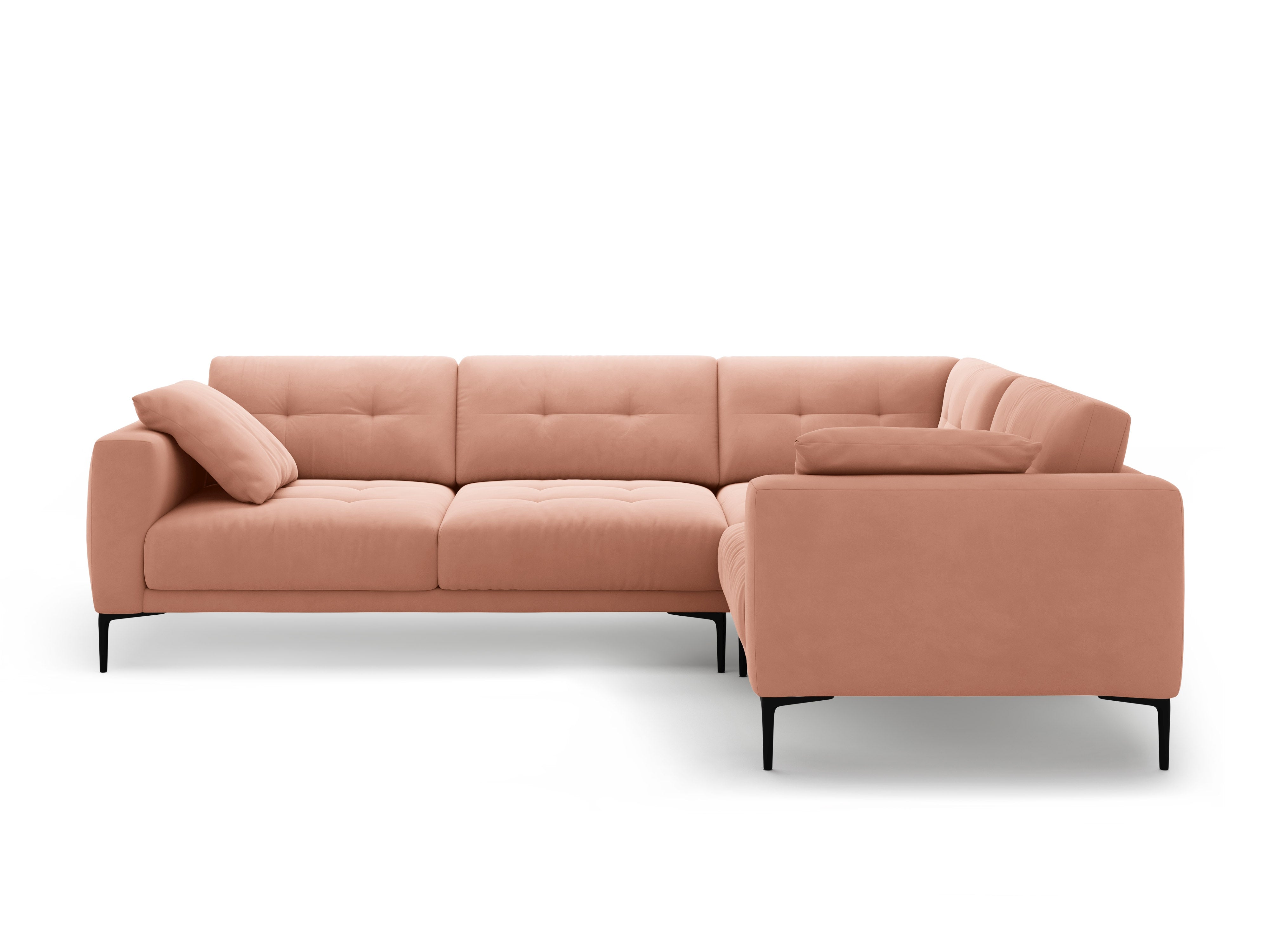 Rechtsseitiges L-förmiges Samtsofa BEMY in Rosa