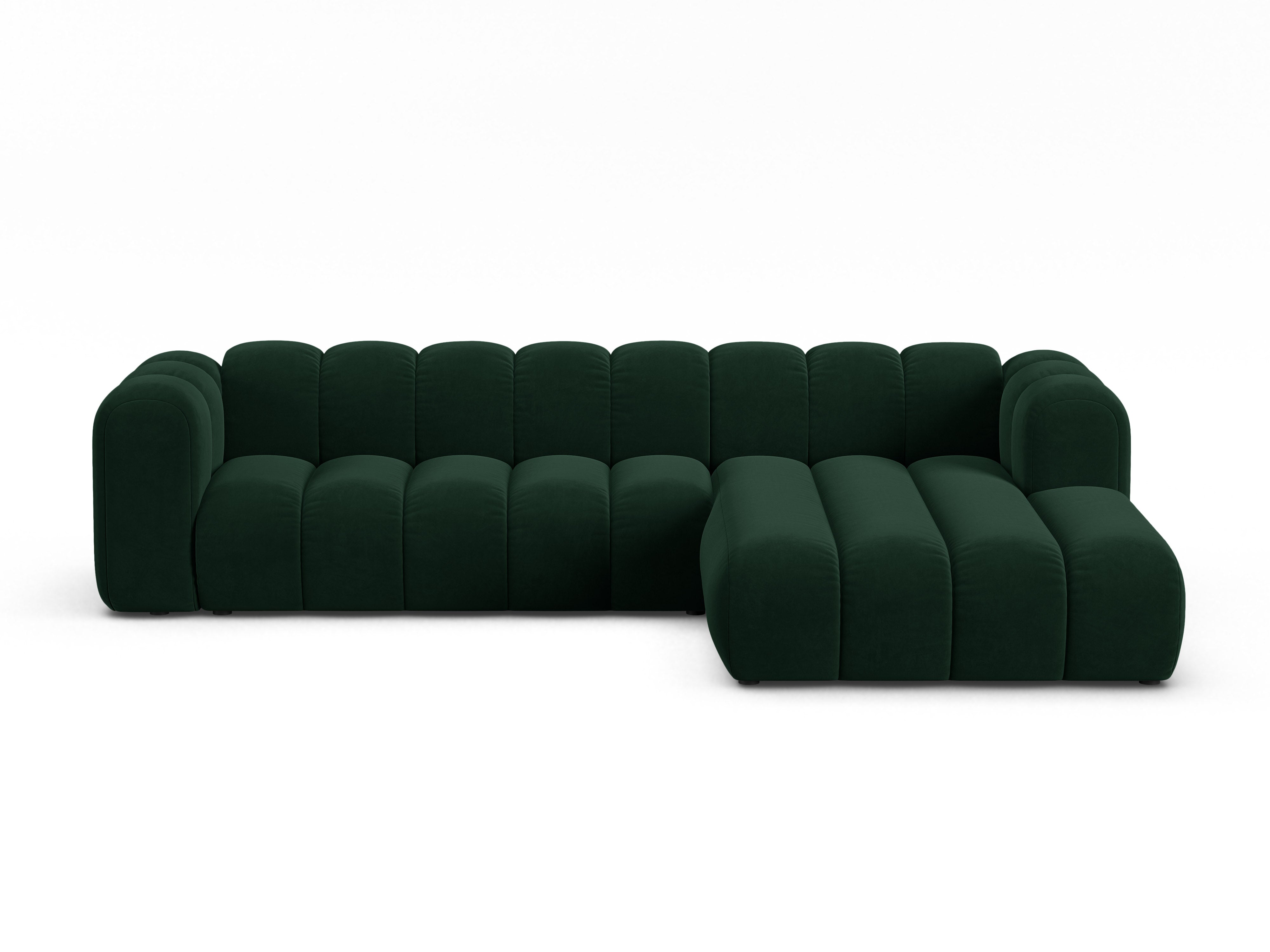 Samt-Ecksofa für 4 Personen rechts LUPINE flaschengrün