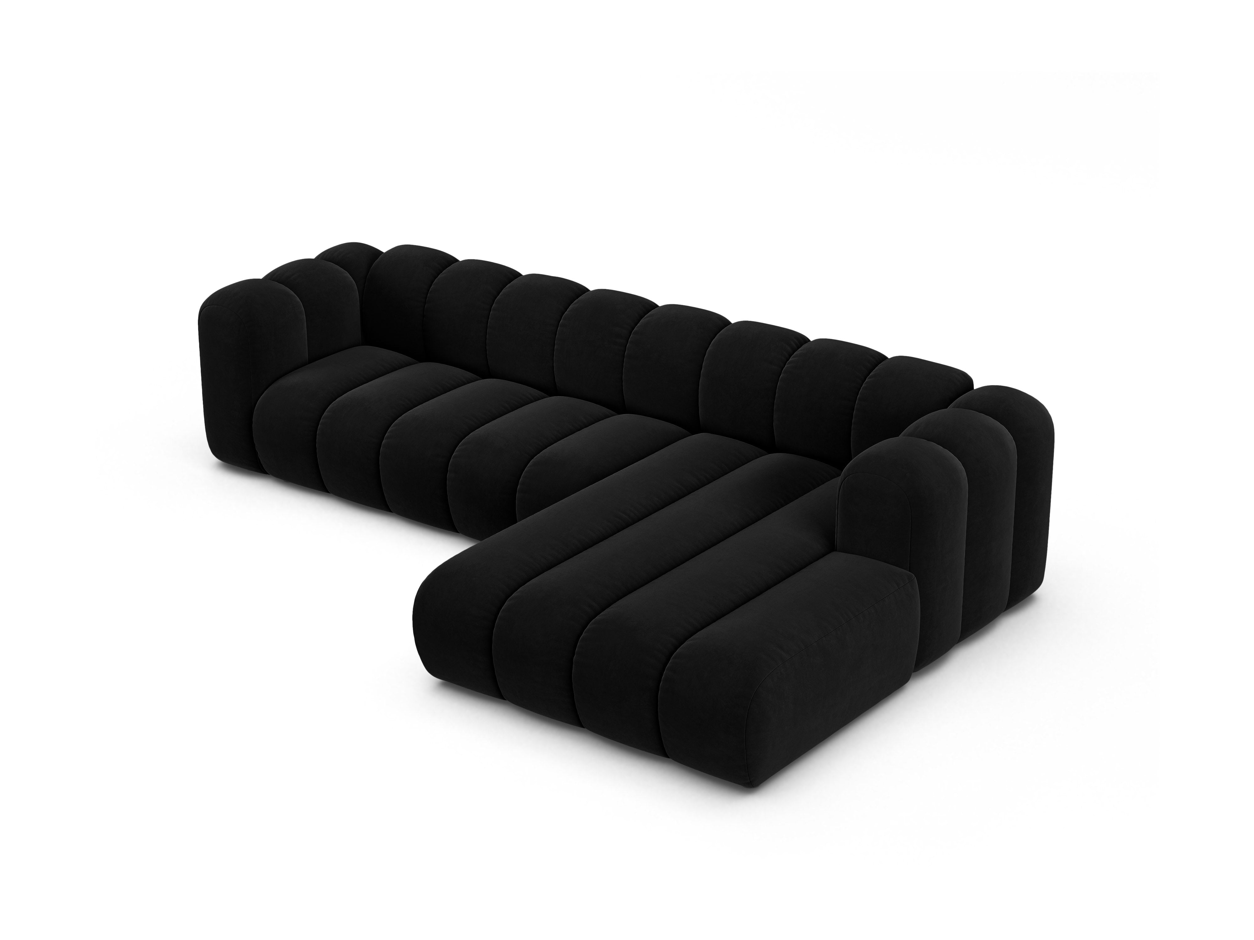 Samt-Ecksofa für 4 Personen rechts LUPINE schwarz