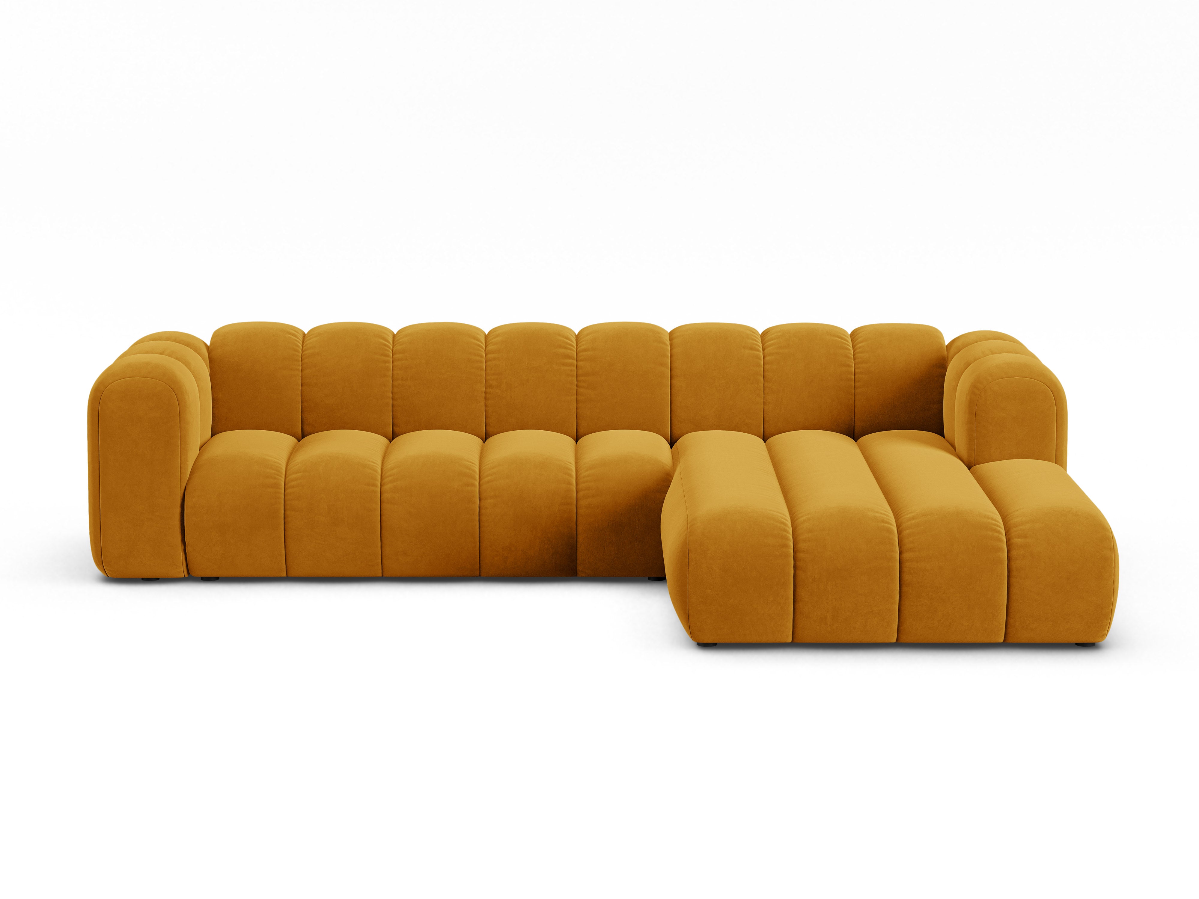 Samt-Ecksofa für 4 Personen rechts LUPINE senfgelb