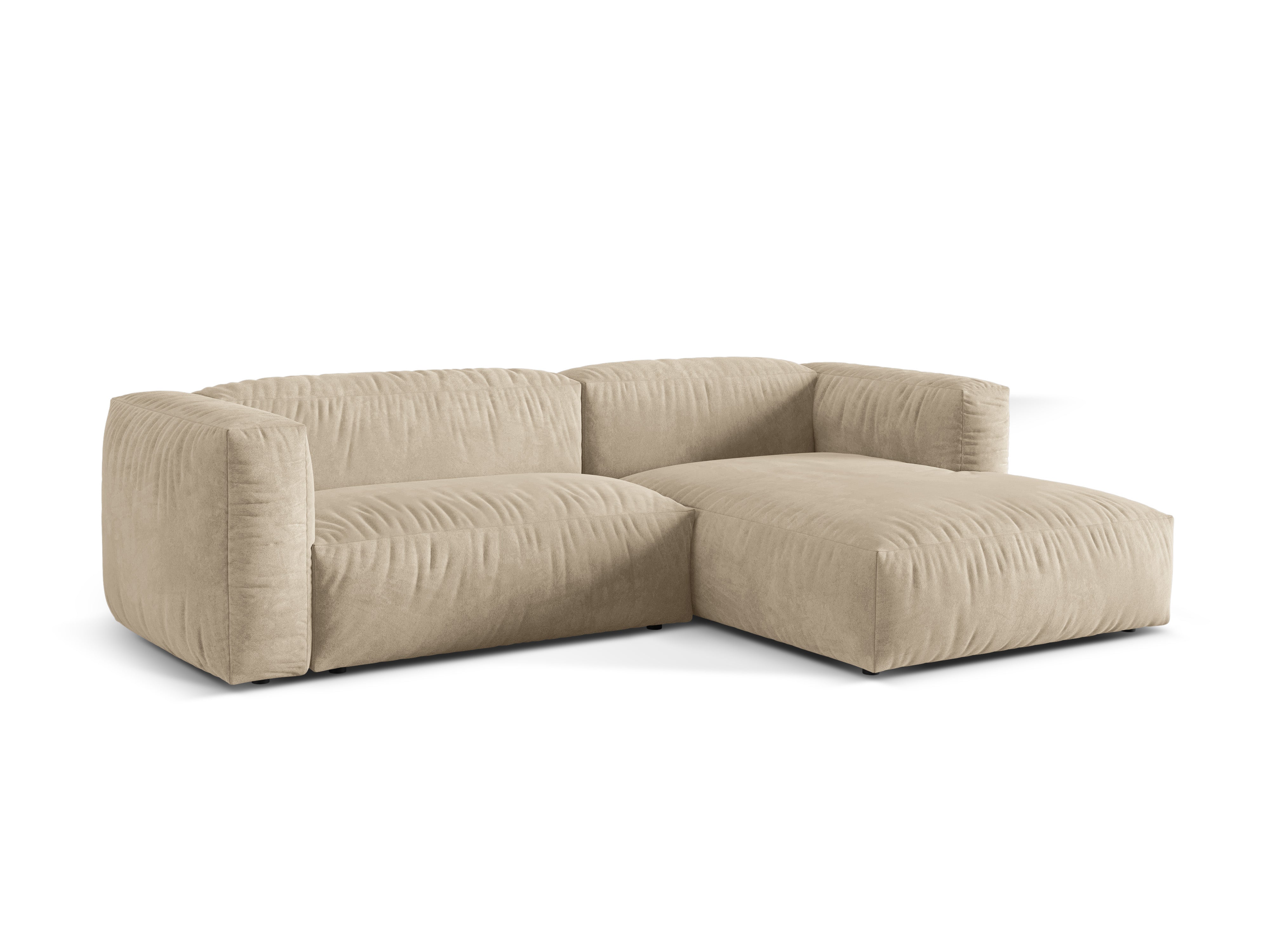 Right-sided 2-person velvet corner Martin light beige