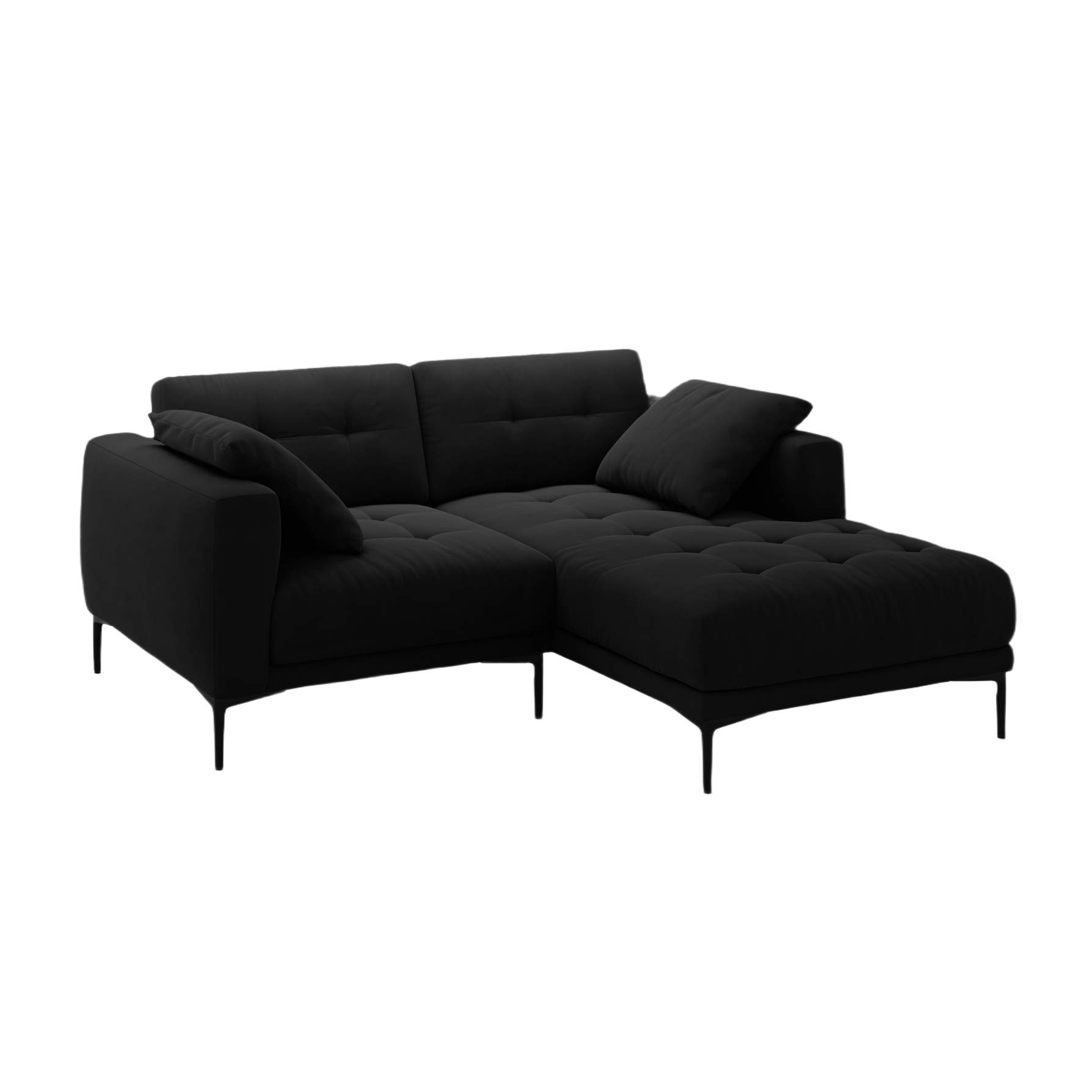 Right-facing velvet corner sofa BEMY black