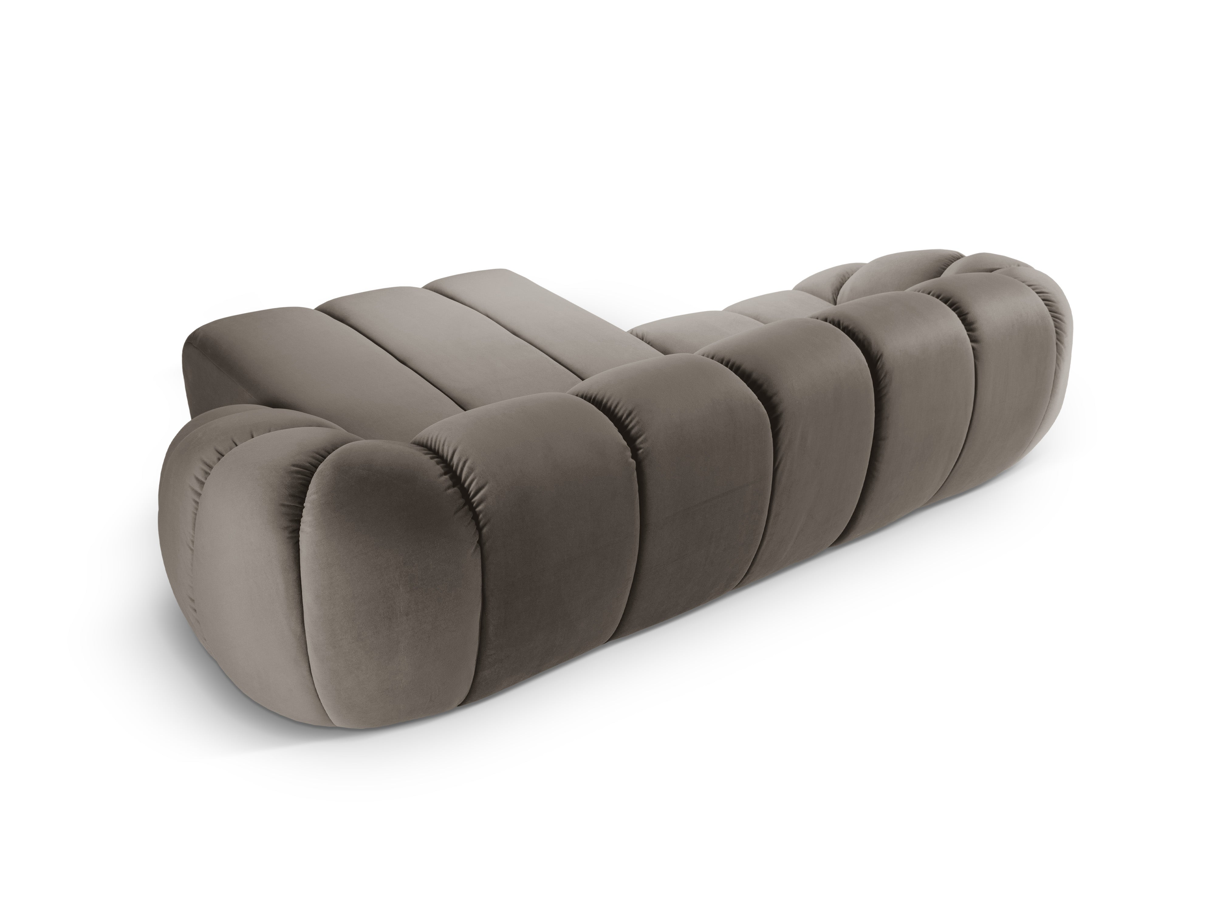 Samt-Ecksofa 3-sitzig rechts DIANA grau-beige