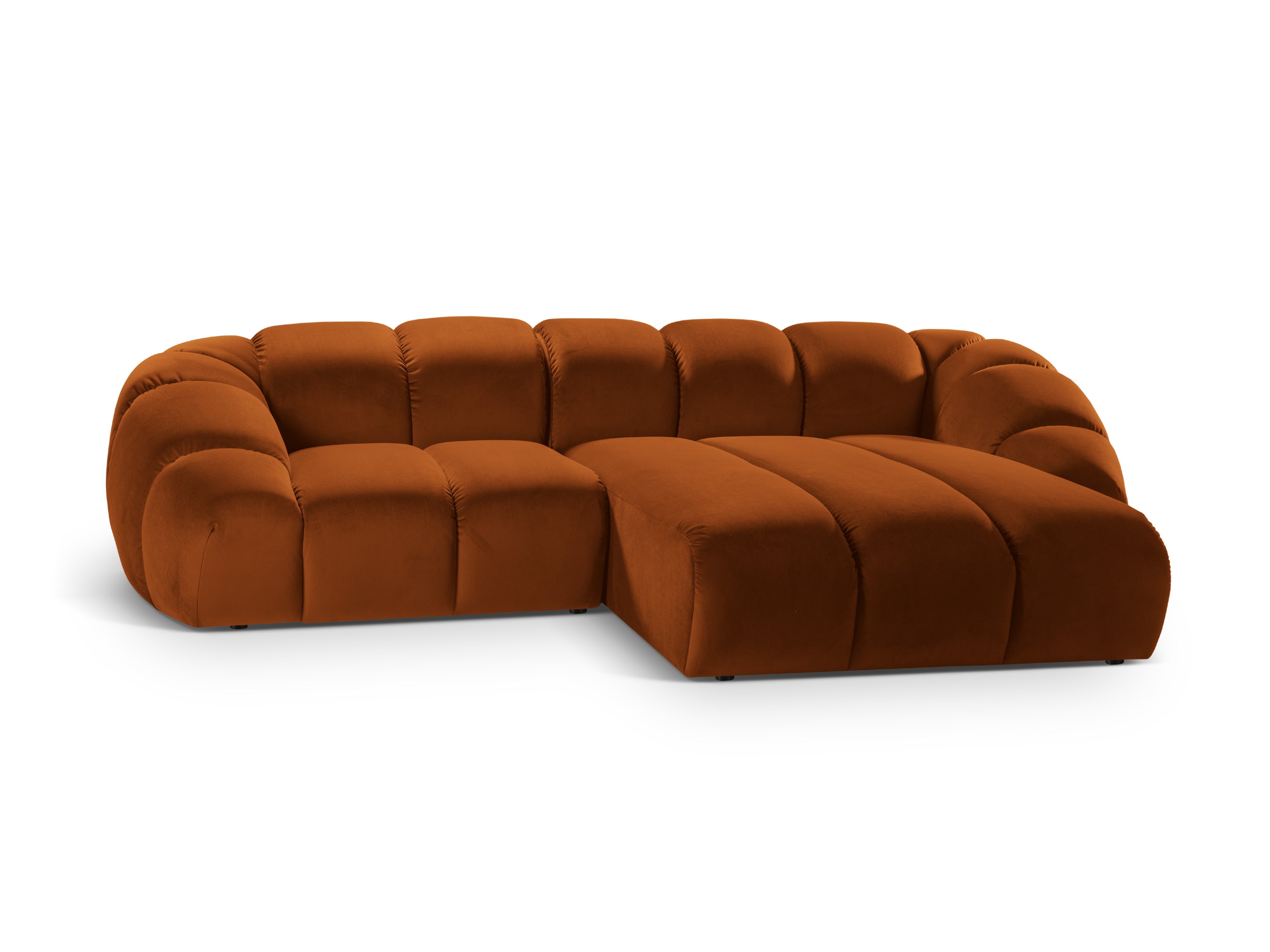 Samt-Ecksofa für 3 Personen rechts DIANA terracotta