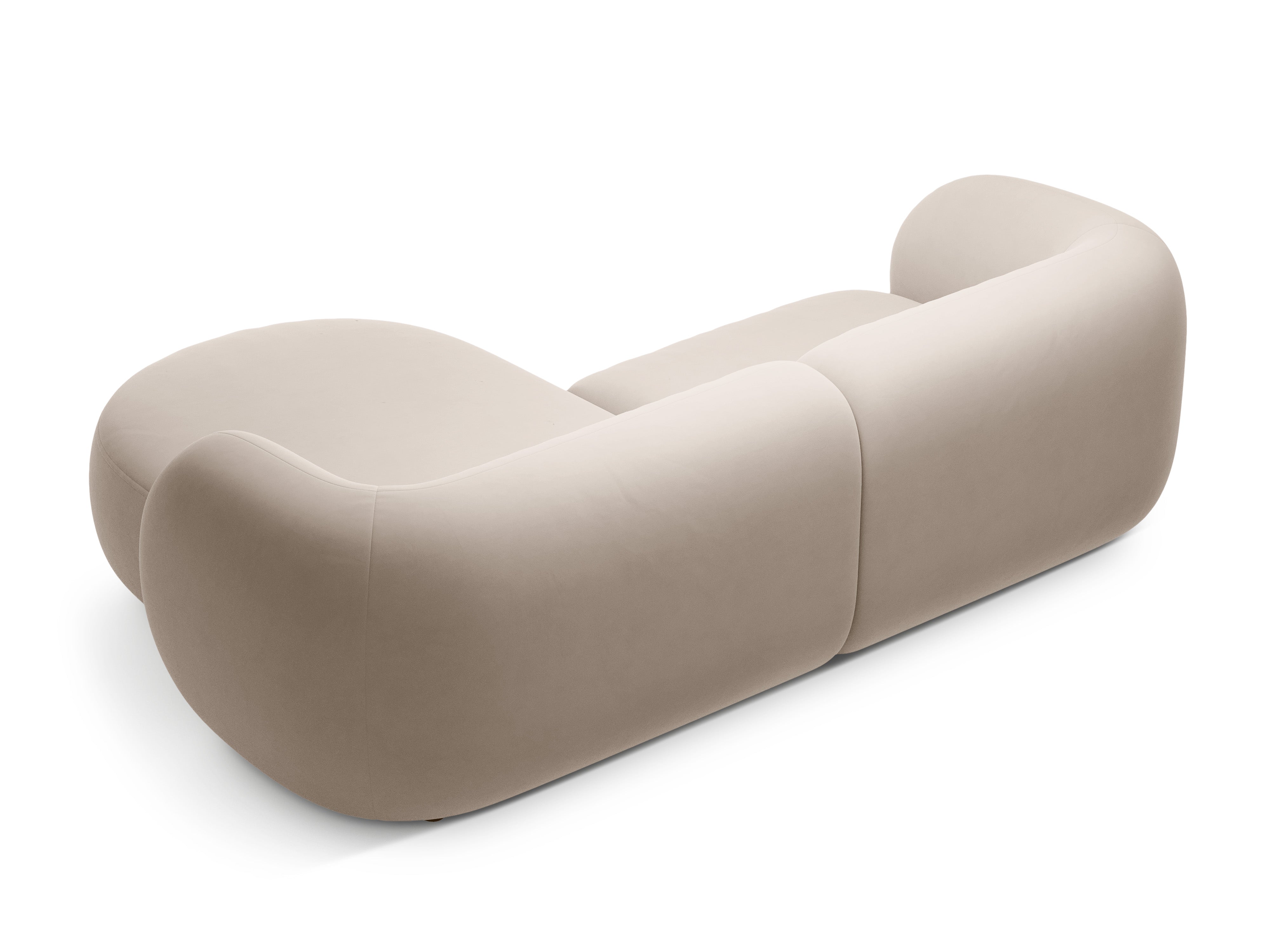 Samt-Ecksofa rechtsseitig 2-sitzig KATE beige