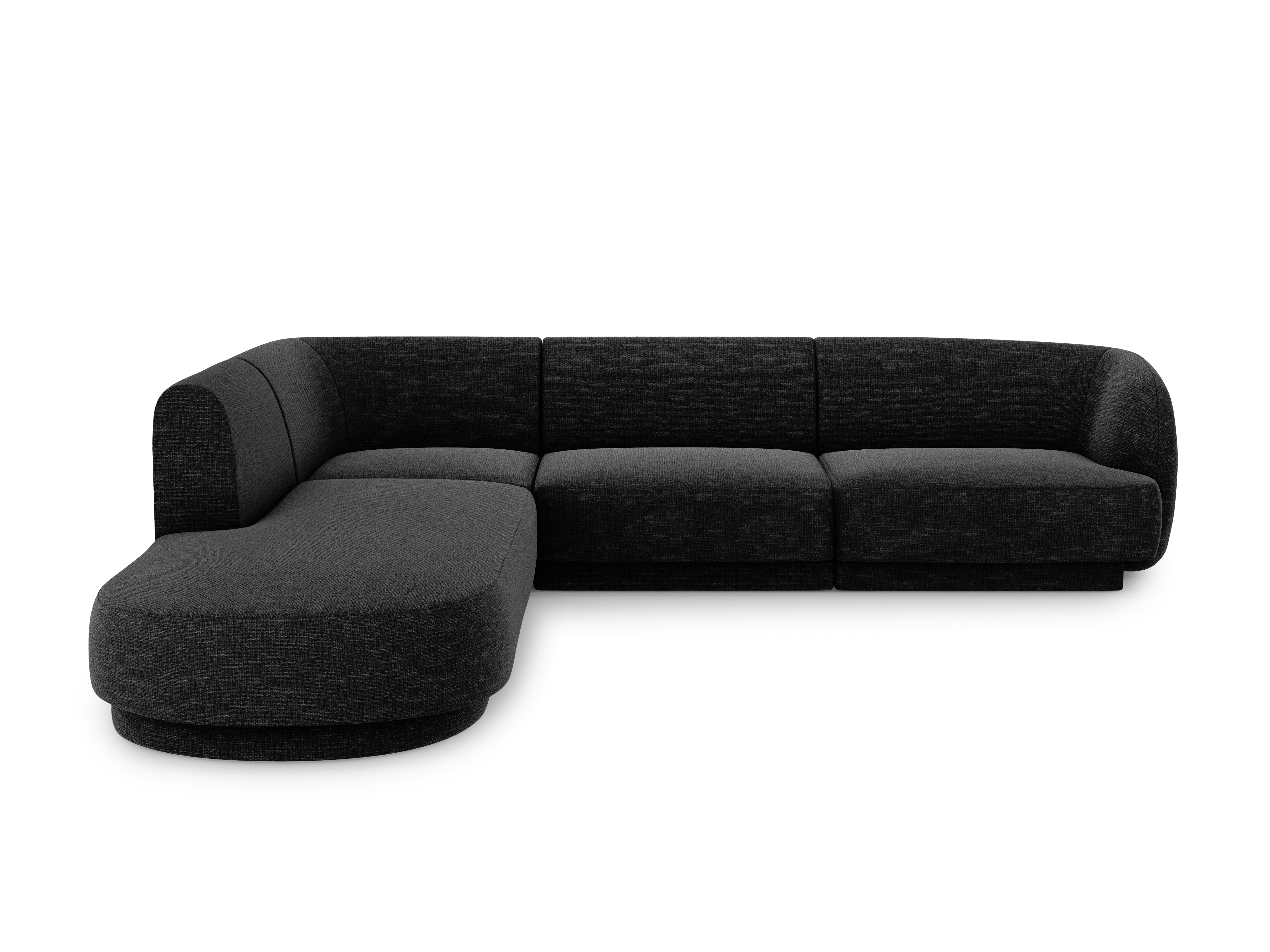 Narożnik 6-osobowy w tkaninie szenilowej lewostronny MILEY czarny Micadoni Eye on Design