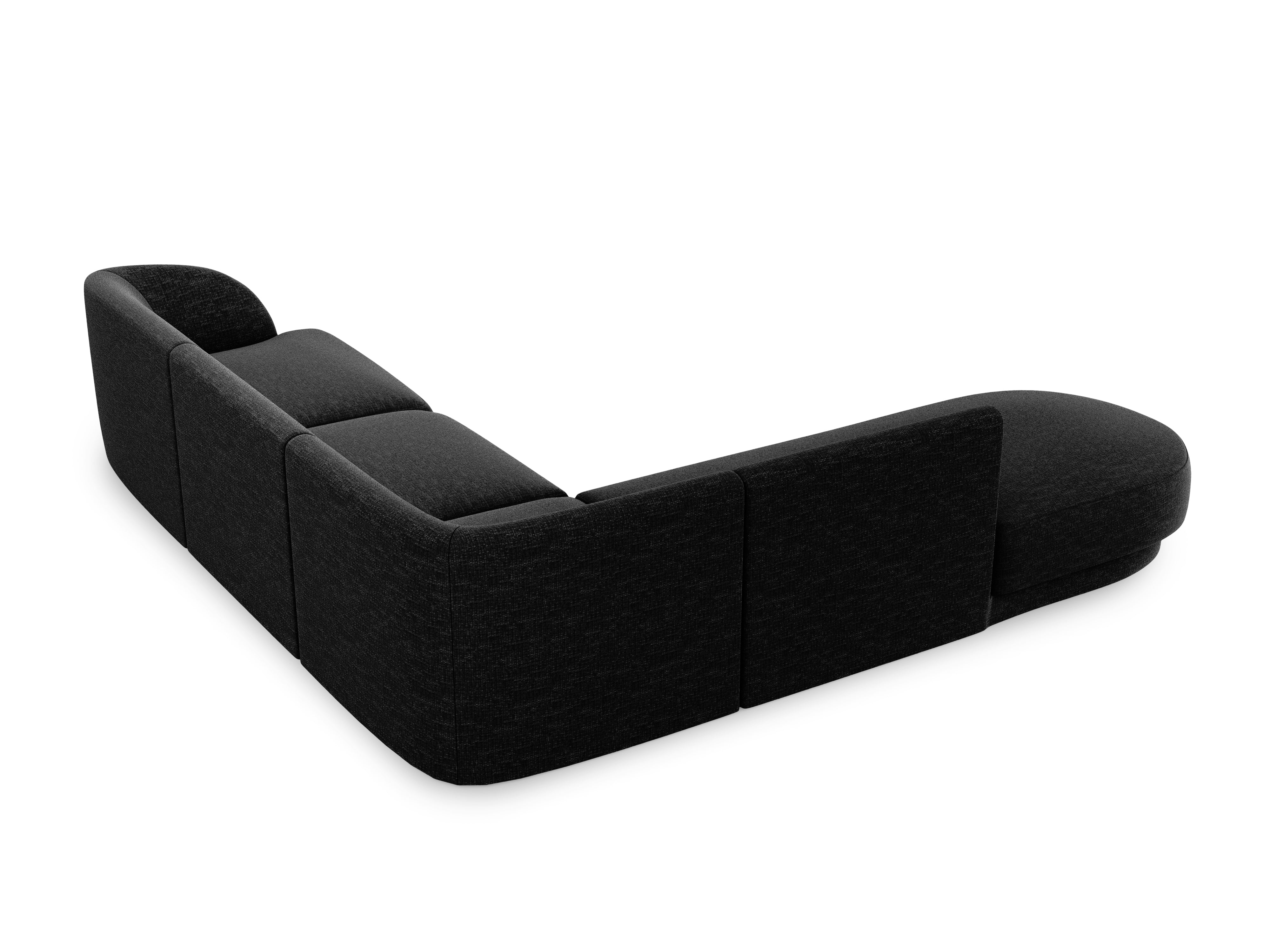 Narożnik 6-osobowy w tkaninie szenilowej lewostronny MILEY czarny Micadoni Eye on Design