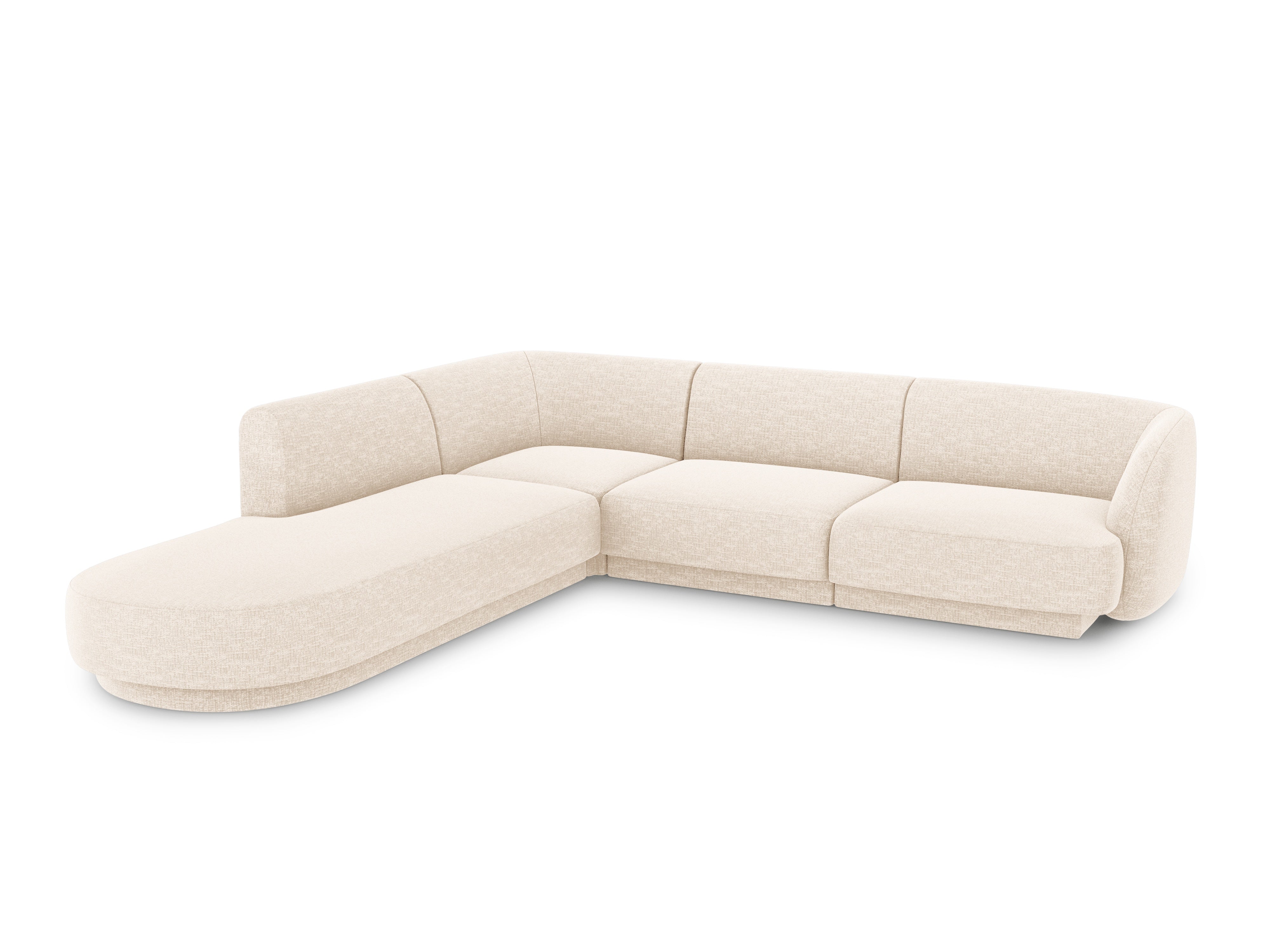 Linksseitiges 6-Sitzer-Sofa MILEY Elfenbein Chenille
