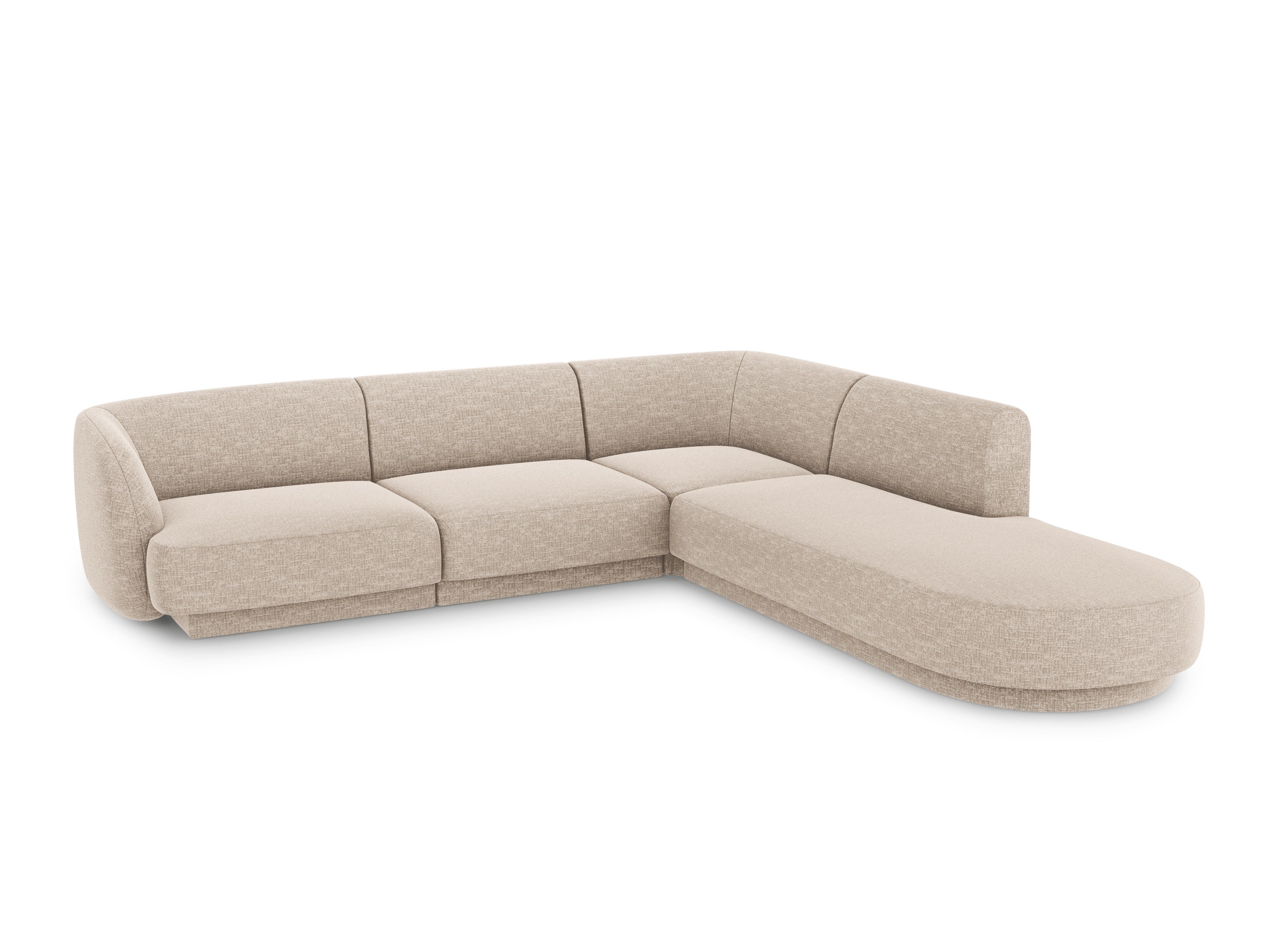 Right-facing corner sofa for 6 people MILEY beige chenille