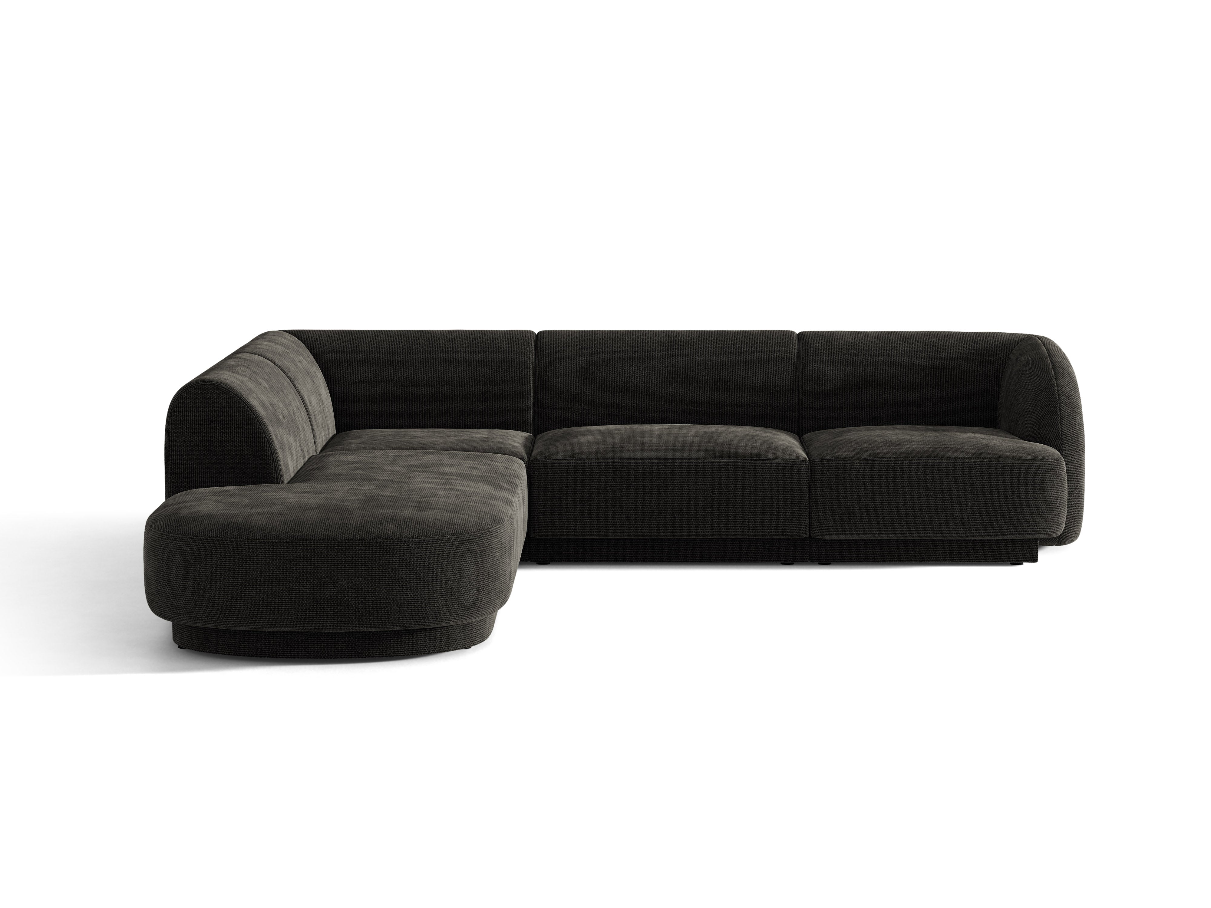 Linksseitiges 6-Sitzer-Sofa MILEY aus schwarzem Chenille