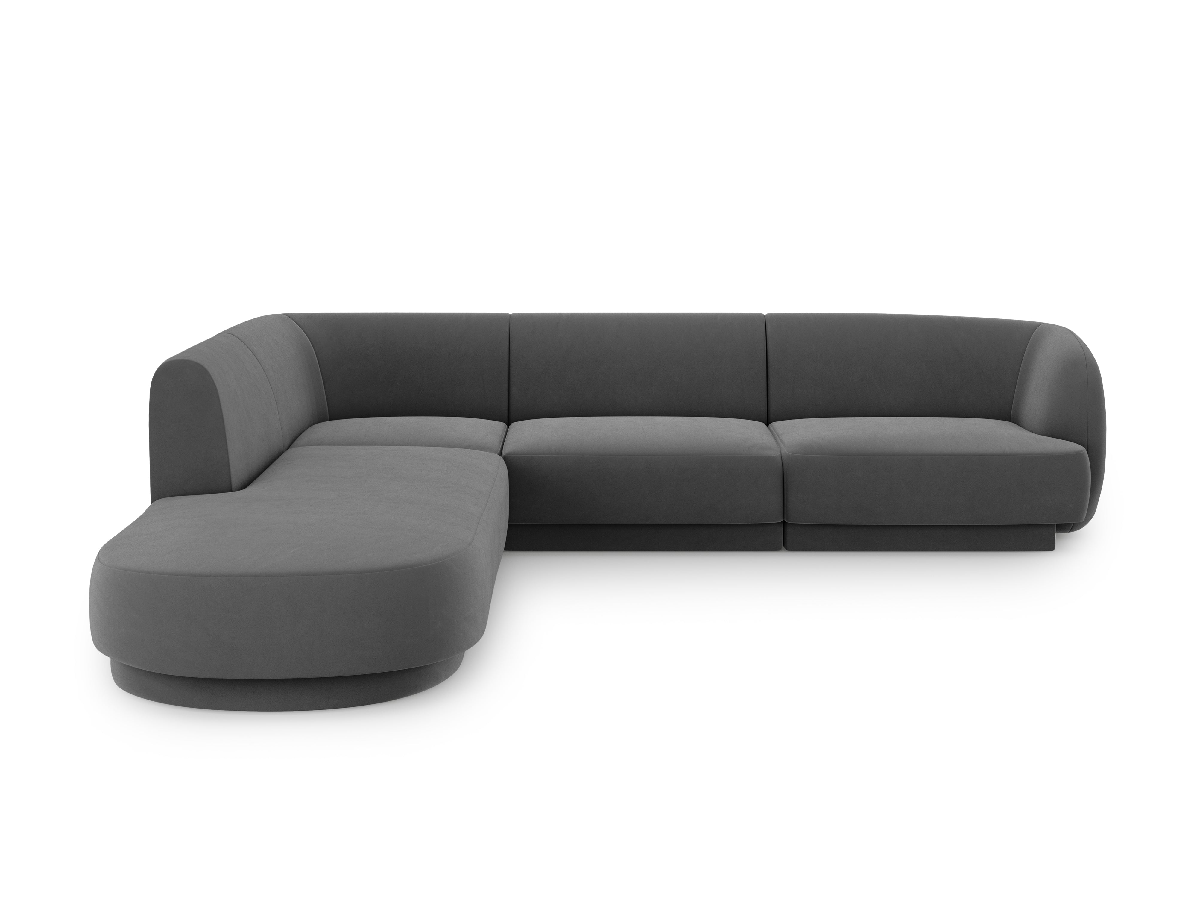Narożnik aksamitny 6-osobowy lewostronny MILEY ciemnoszary Micadoni Eye on Design