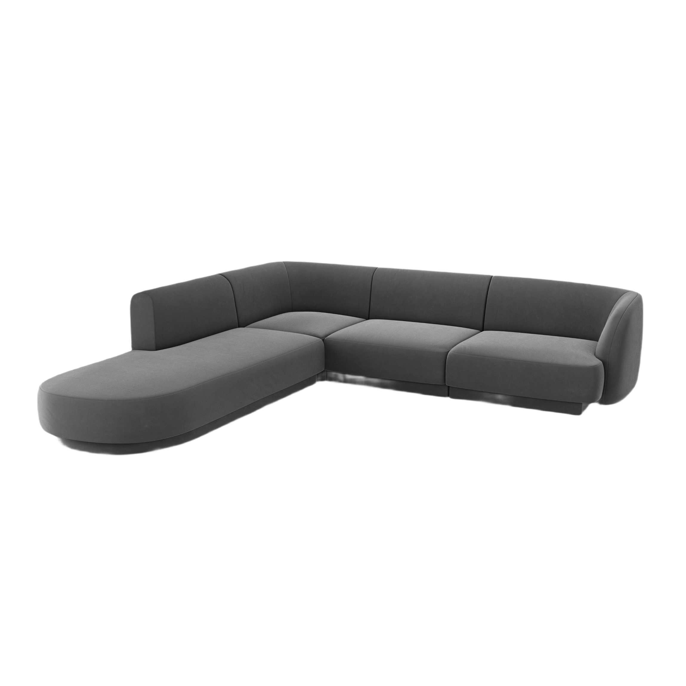 Samt-Ecksofa für 6 Personen links MILEY dunkelgrau