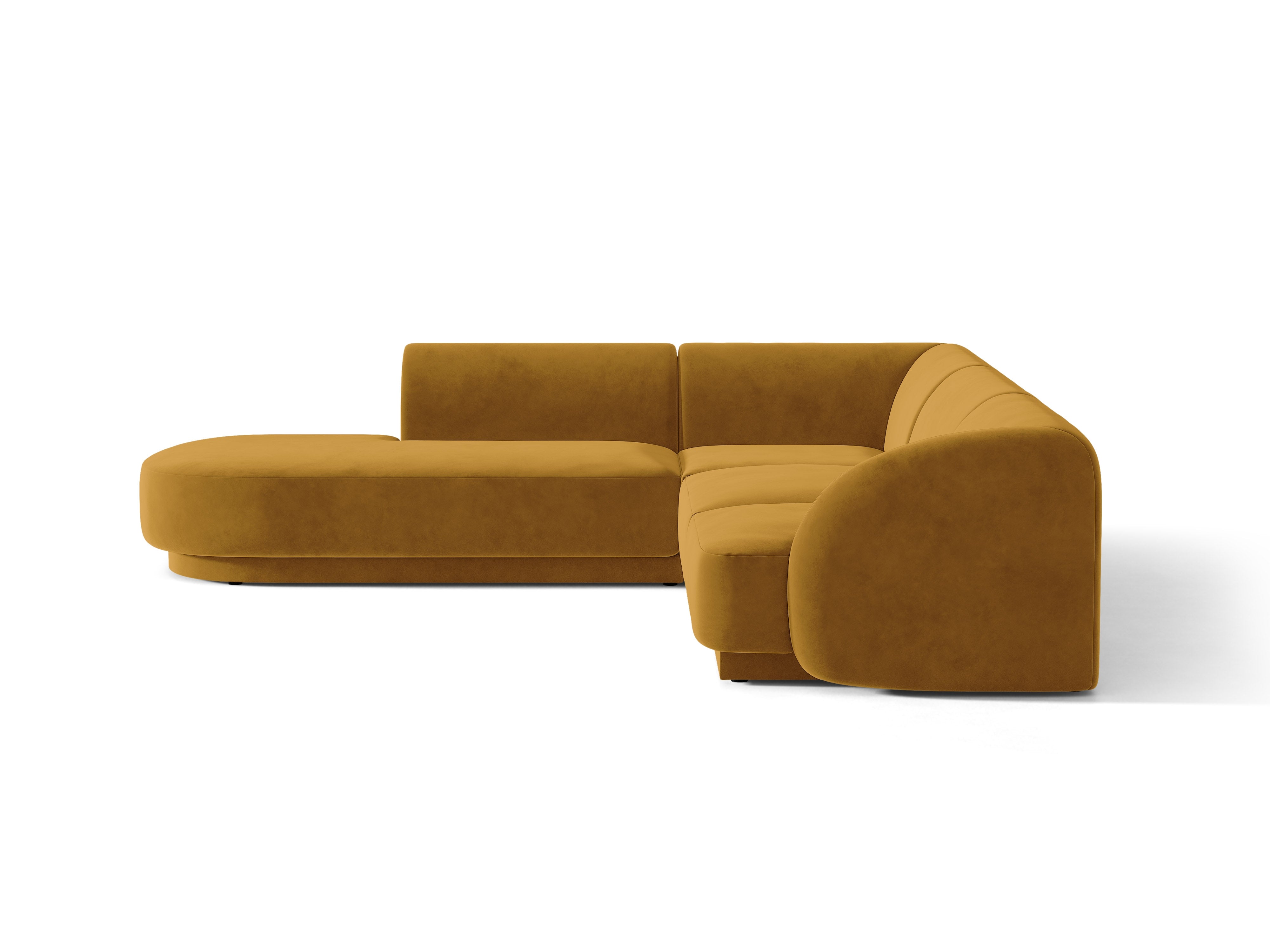 Narożnik aksamitny 6-osobowy lewostronny MILEY żółty – sofa narożna