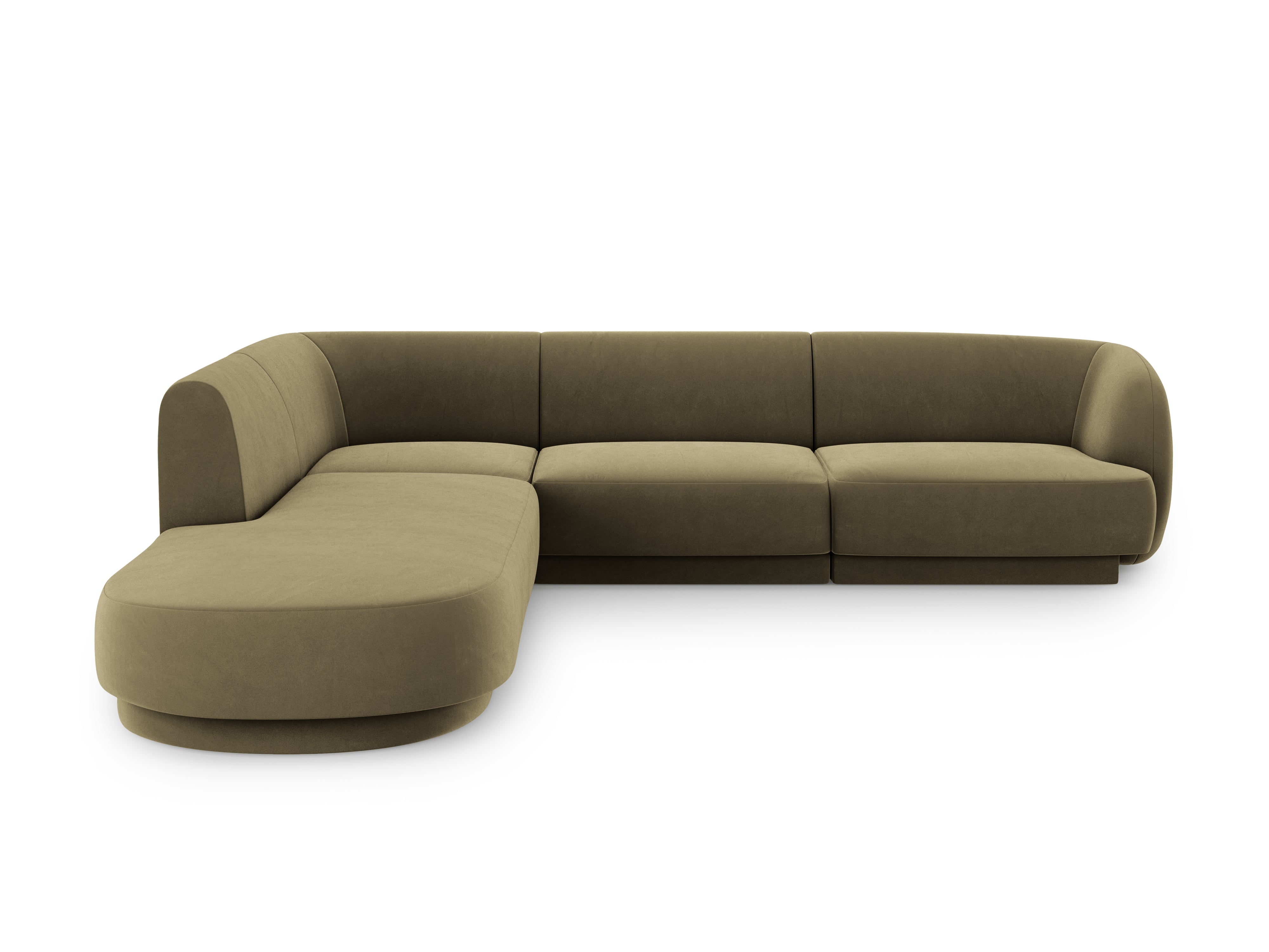 Narożnik aksamitny 6-osobowy lewostronny MILEY zielony Micadoni Eye on Design