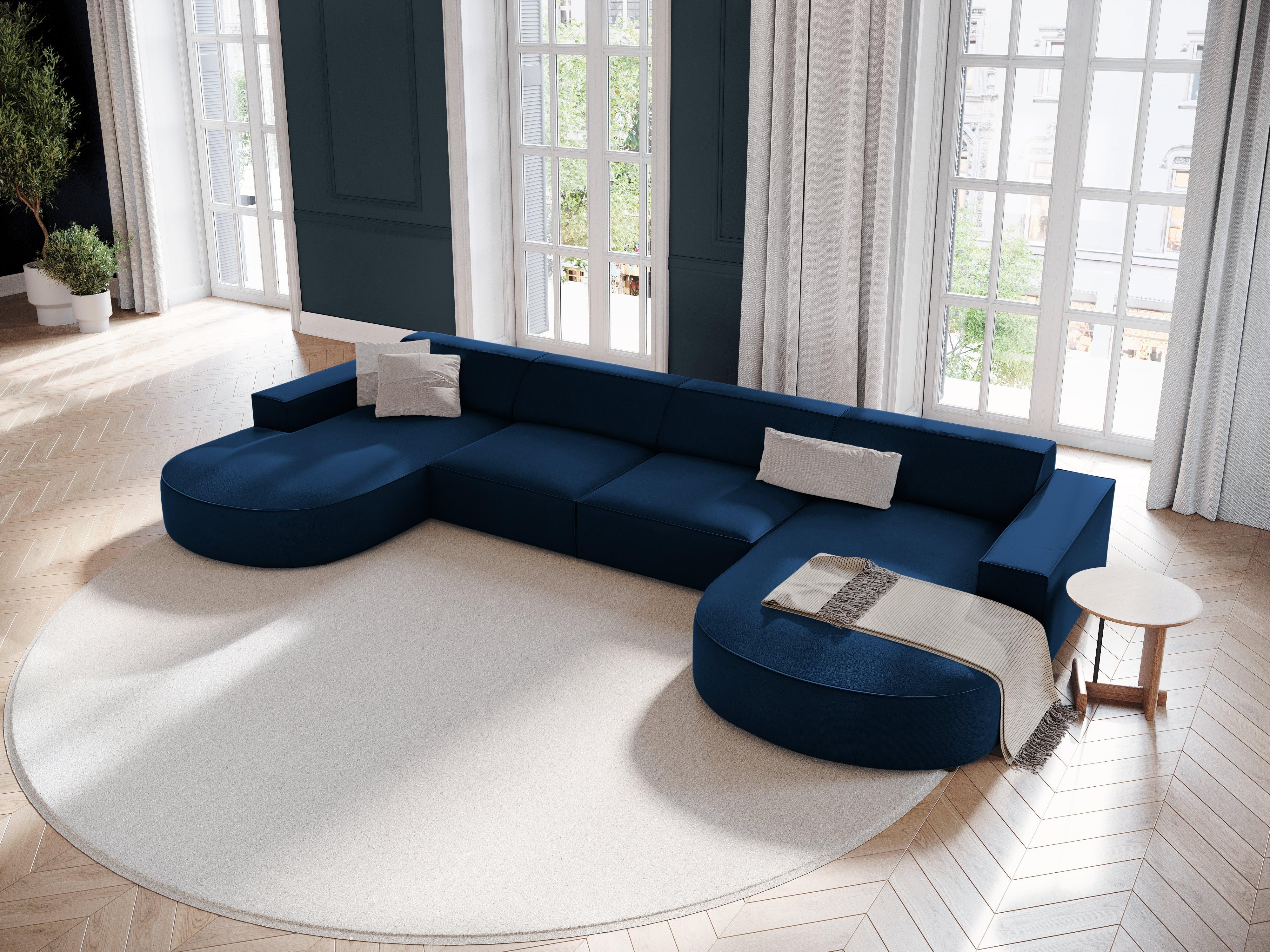 Sofa aksamitna panoramiczna okrągła JODIE granat królewski Micadoni Eye on Design