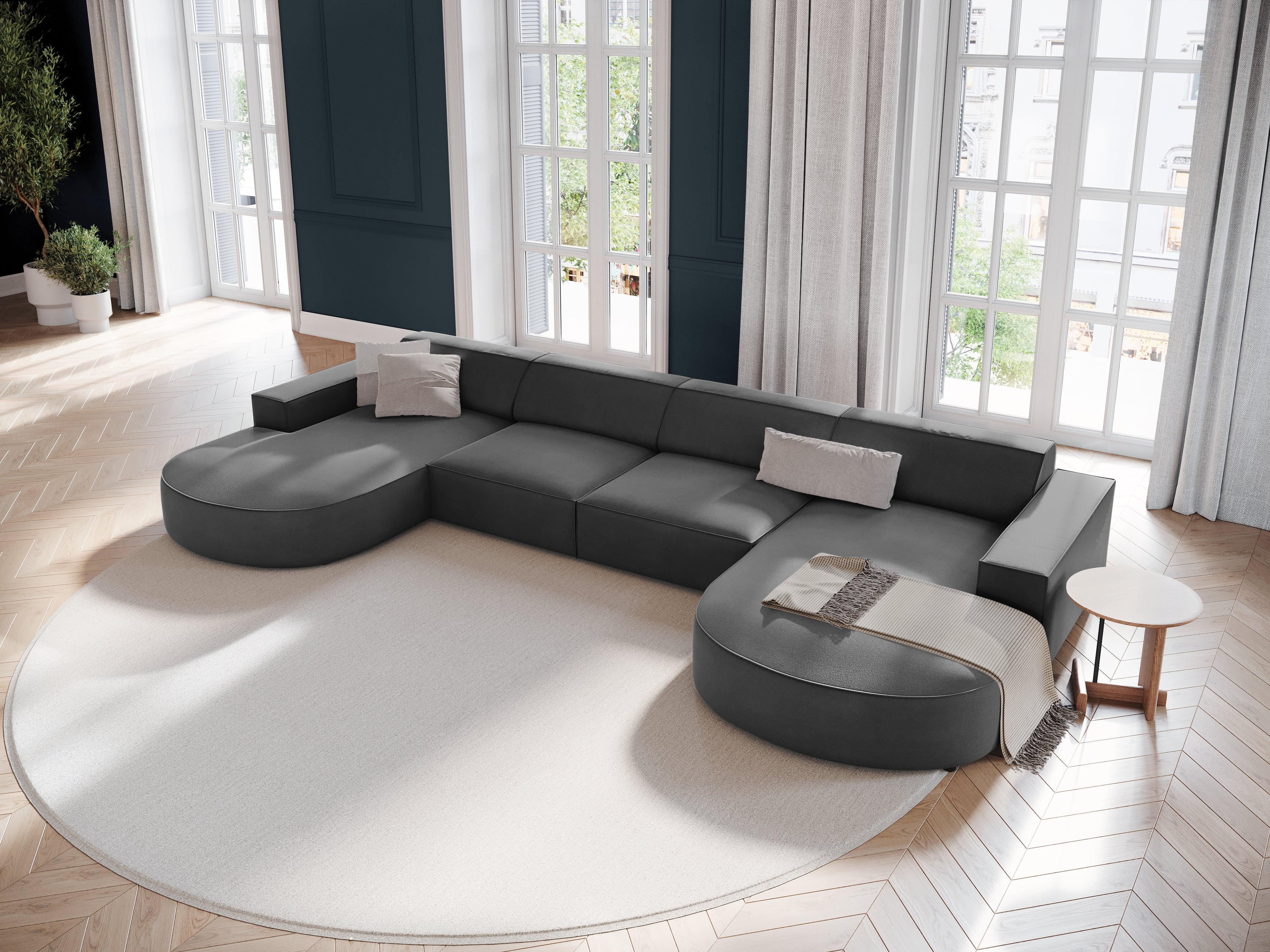 Sofa aksamitna panoramiczna okrągła JODIE ciemnoszary – Micadoni