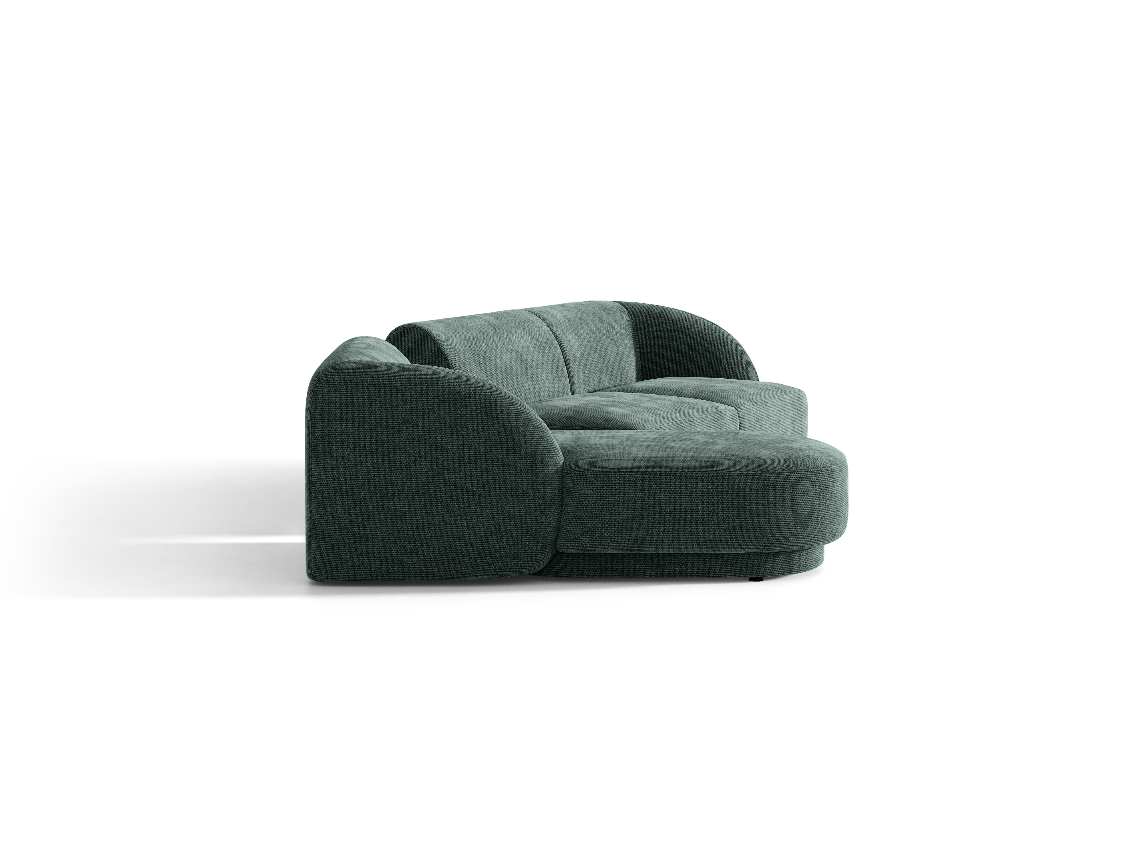 Modulares Ecksofa mit Tisch, 3-Sitzer, linksseitig, MILEY, petrol, samtig