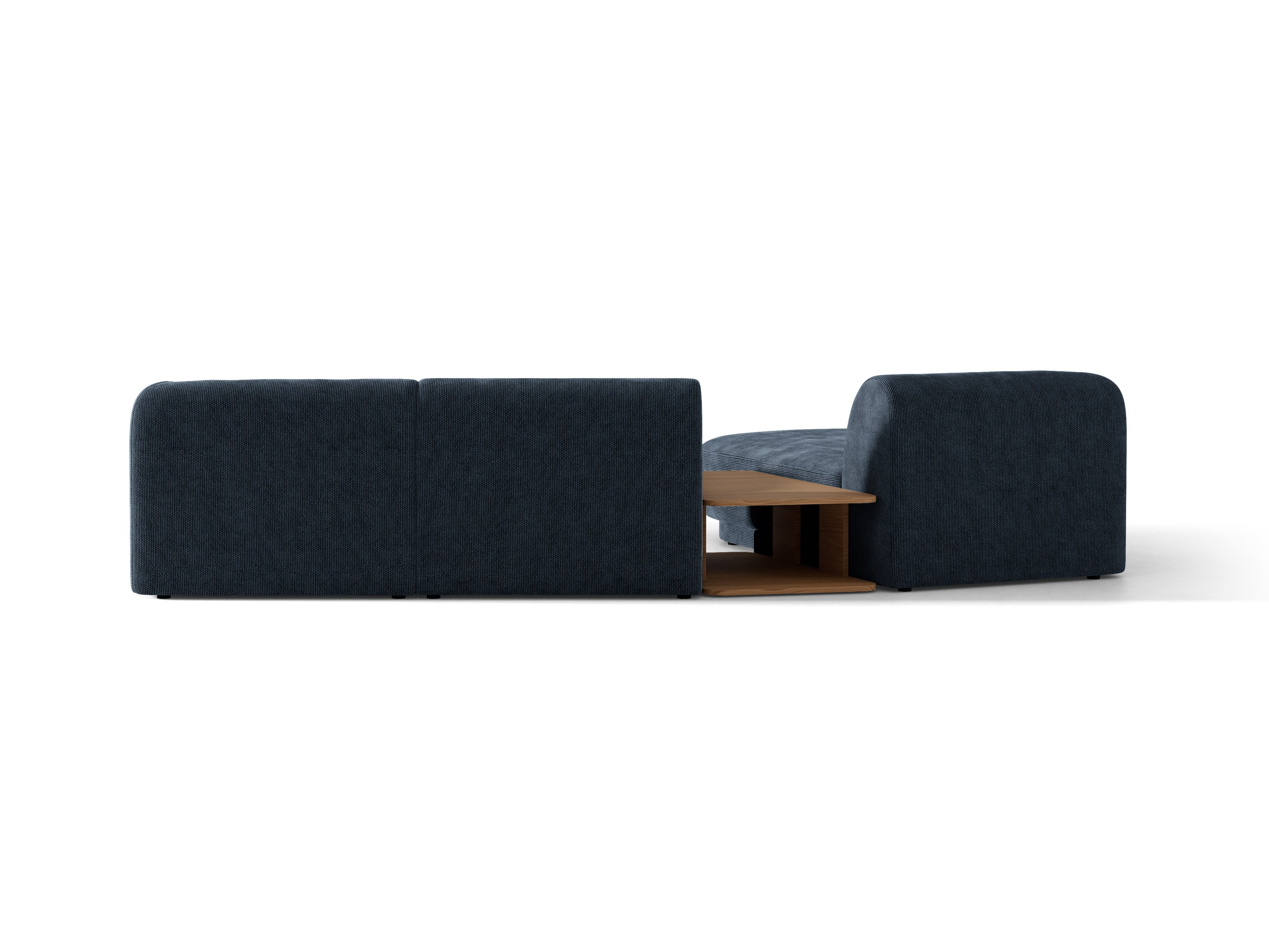 Modulares Ecksofa mit Tisch 3-sitzig links MILEY königsblau samtig