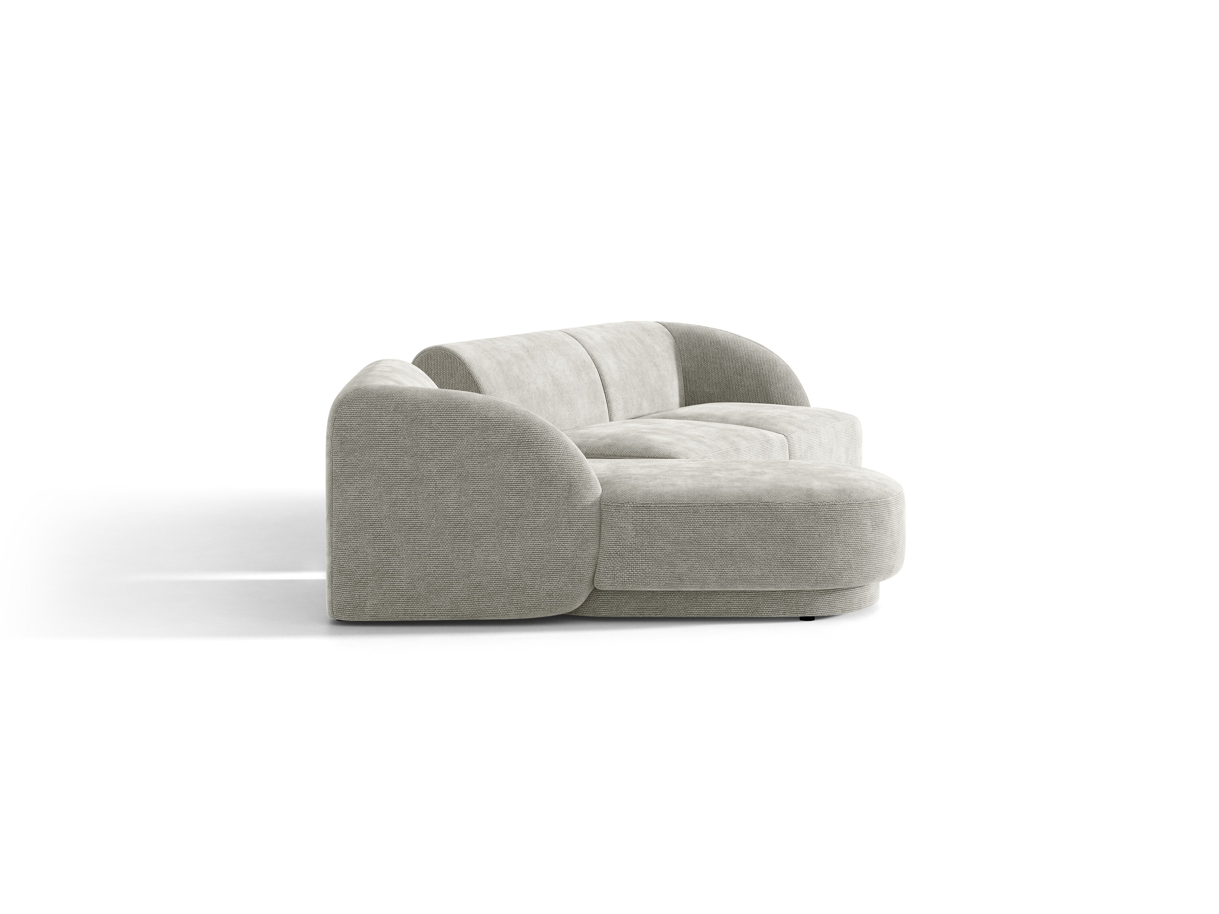 Modulares Ecksofa mit Tisch 3-sitzig links MILEY hellgrau schimmernder Chenille
