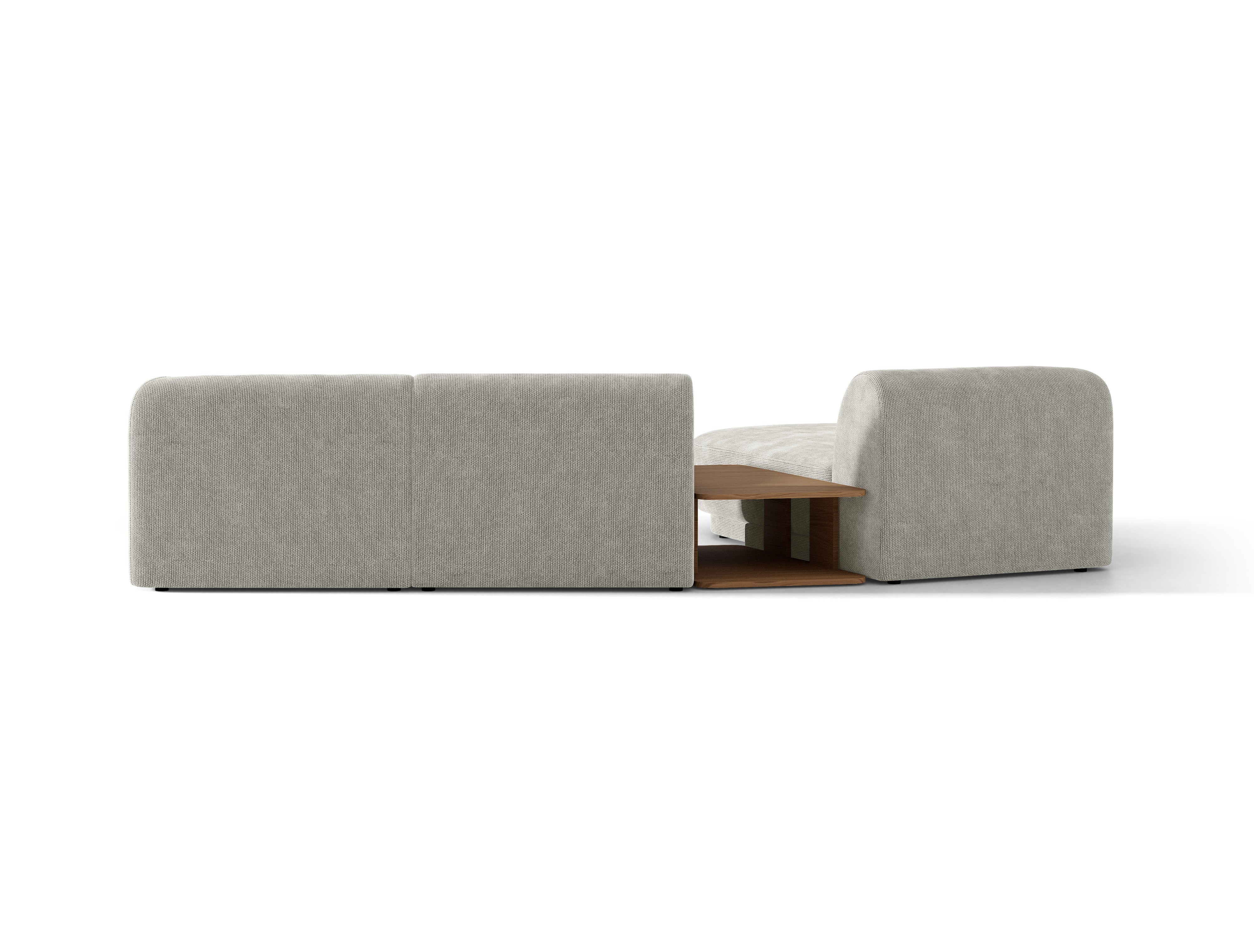 Modulares Ecksofa mit Tisch 3-sitzig links MILEY hellgrau schimmernder Chenille