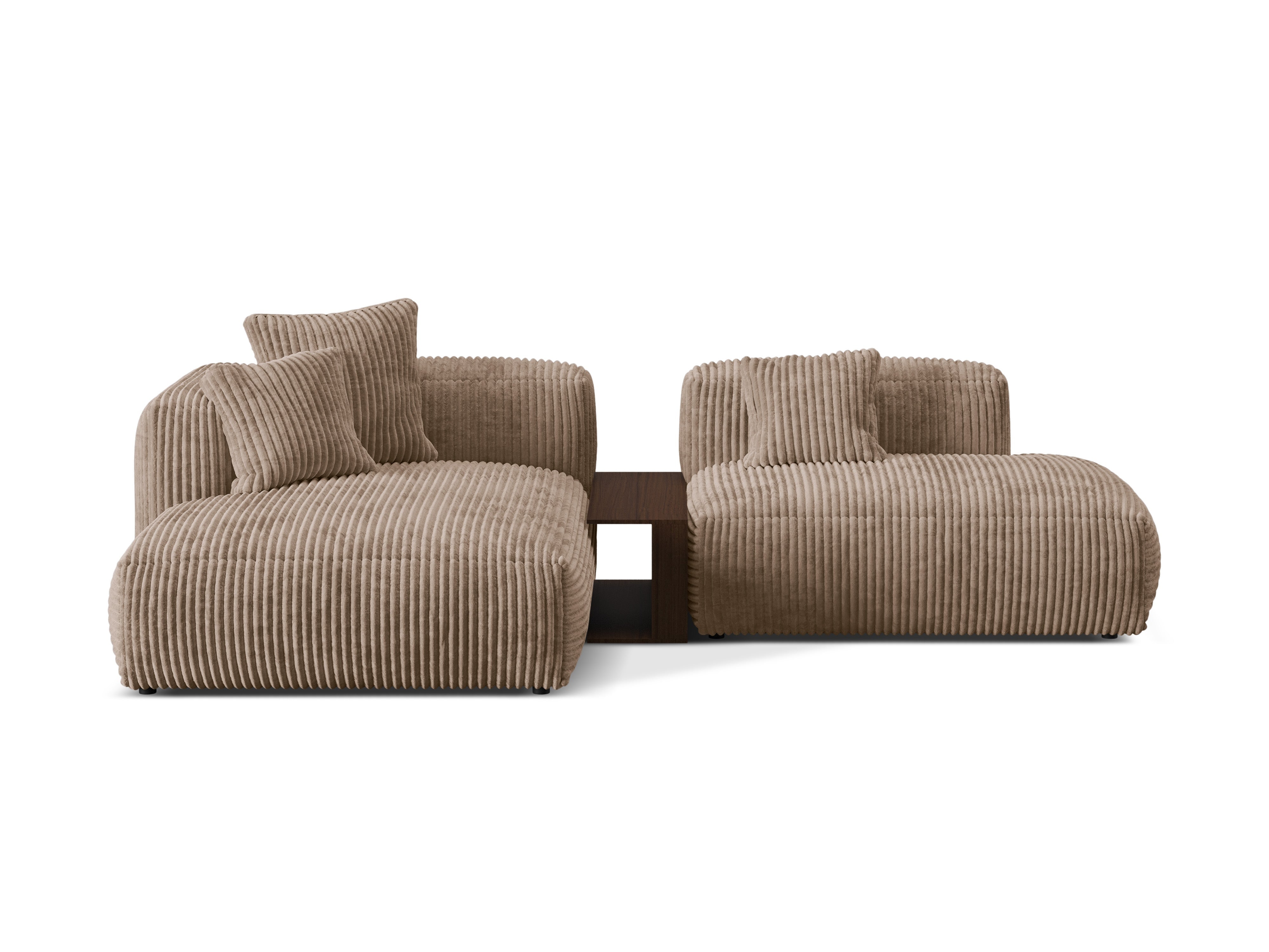 Left -sided corner with a Martin table Dark beige corduroy
