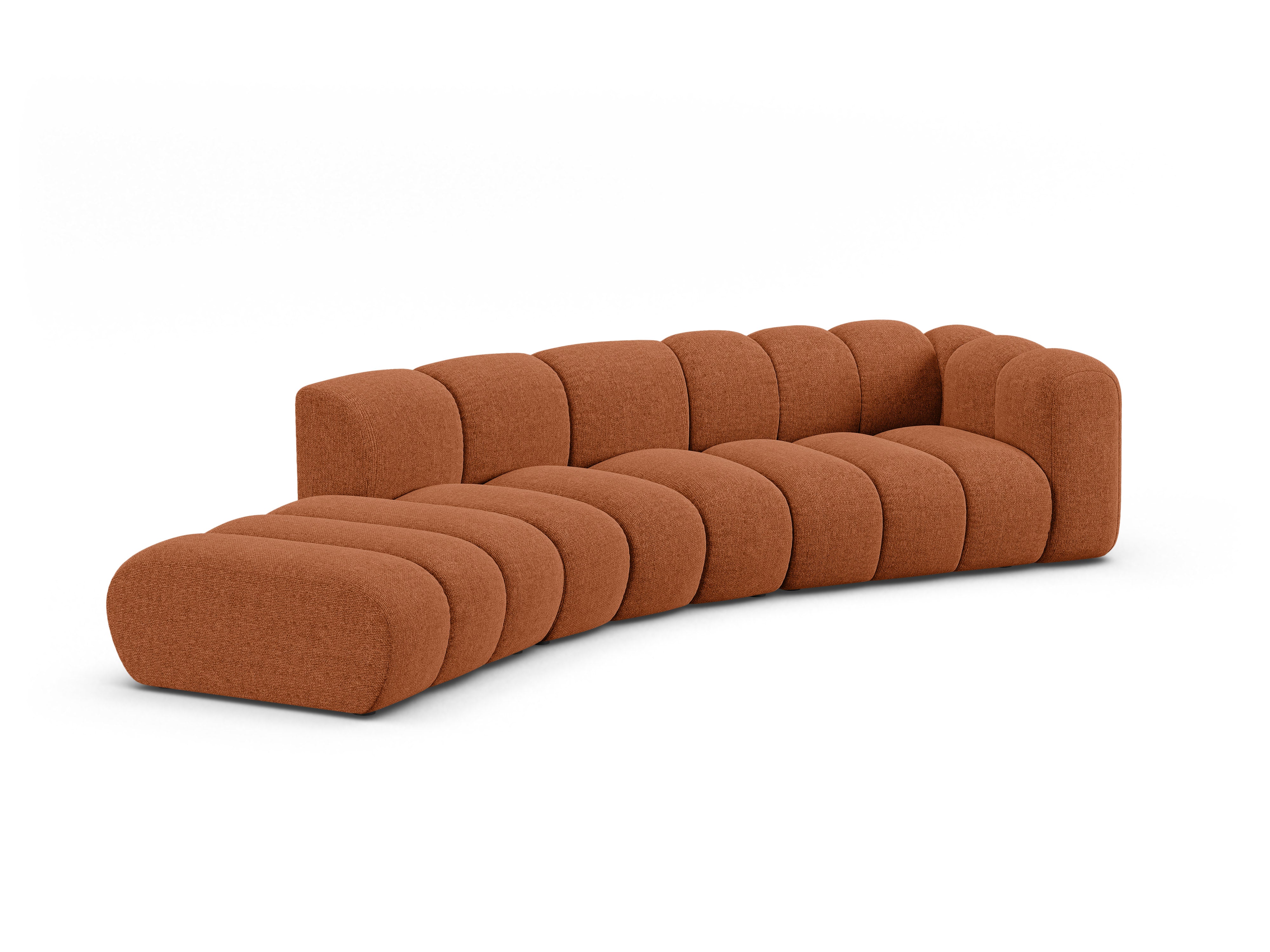 Sofa 5-sitzige linksseitige LUPINE ziegelrot Chenille