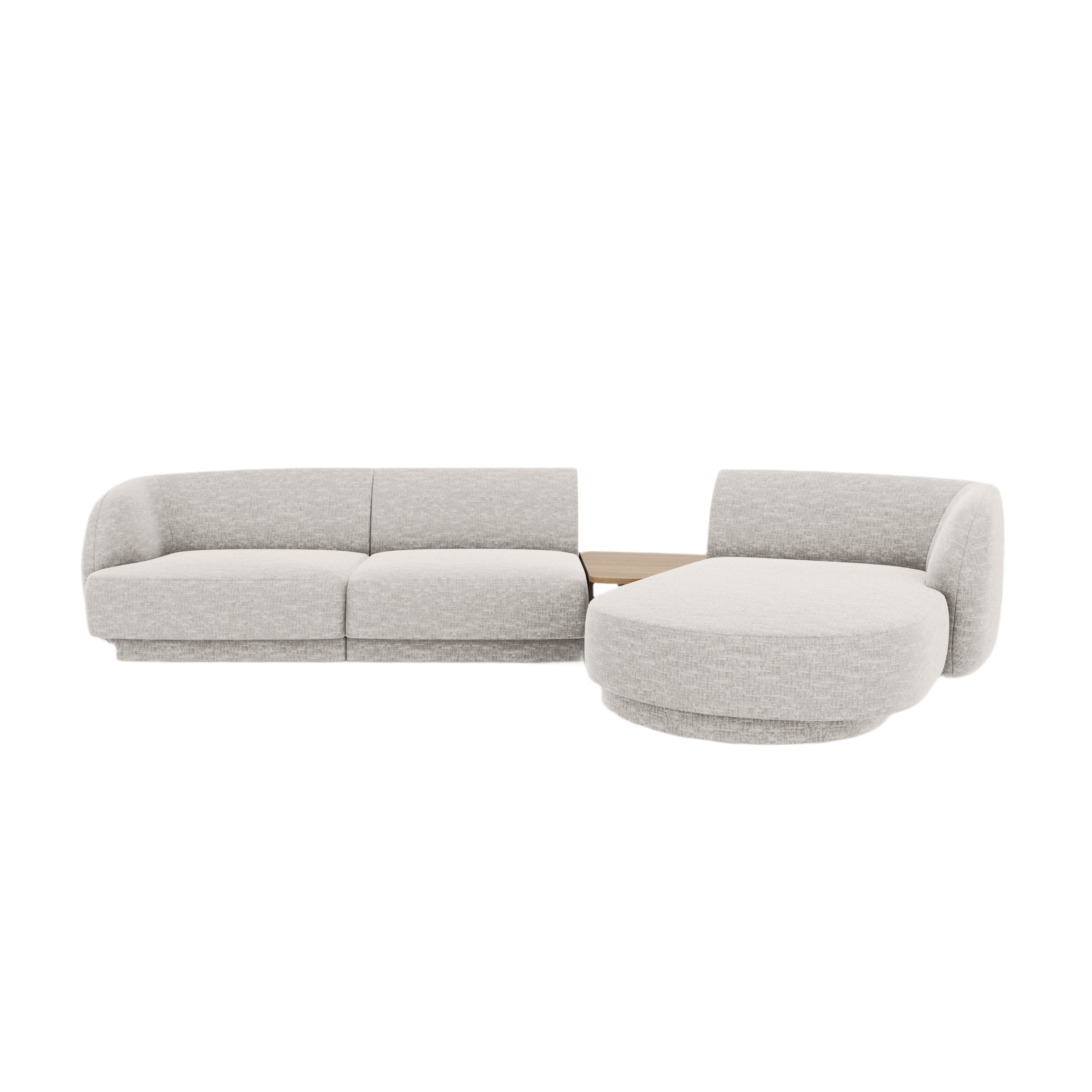 Modular corner sofa with table 3-seater right-hand MILEY gray chenille