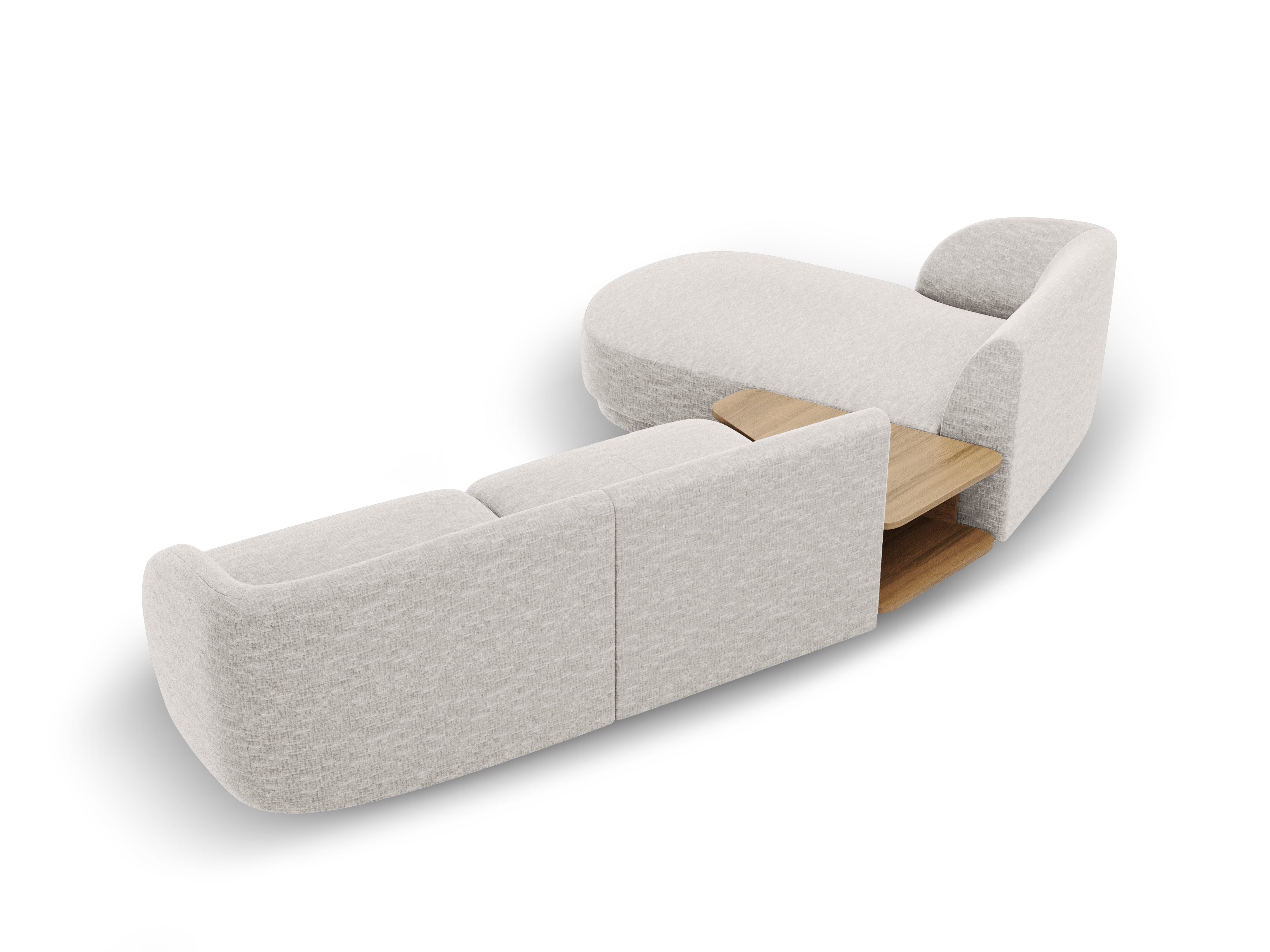 Modulares Ecksofa mit Tisch, 3-Sitzer, links, MILEY, graues Chenille
