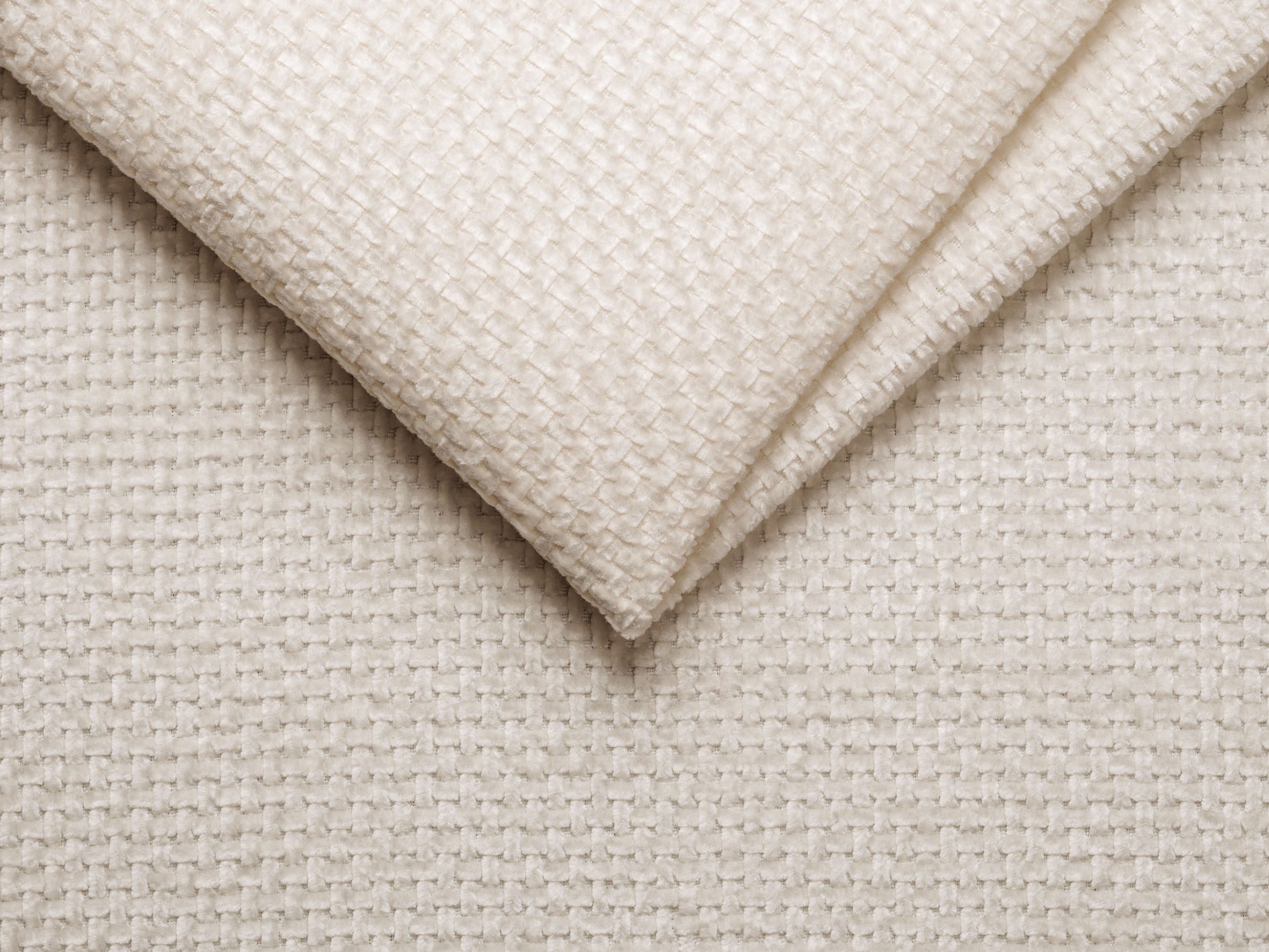 Modulares Ecksofa mit Tisch 3-Sitzer rechts MILEY Elfenbein Chenille
