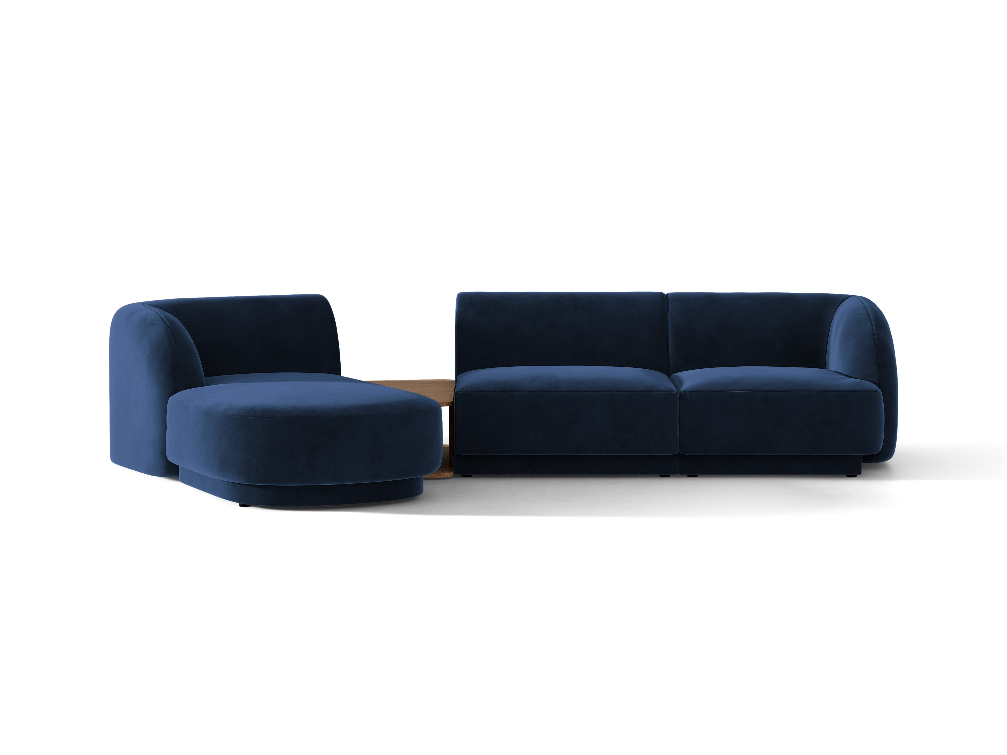 Modulares Ecksofa mit Tisch, 3-Sitzer, links, MILEY, königsblau