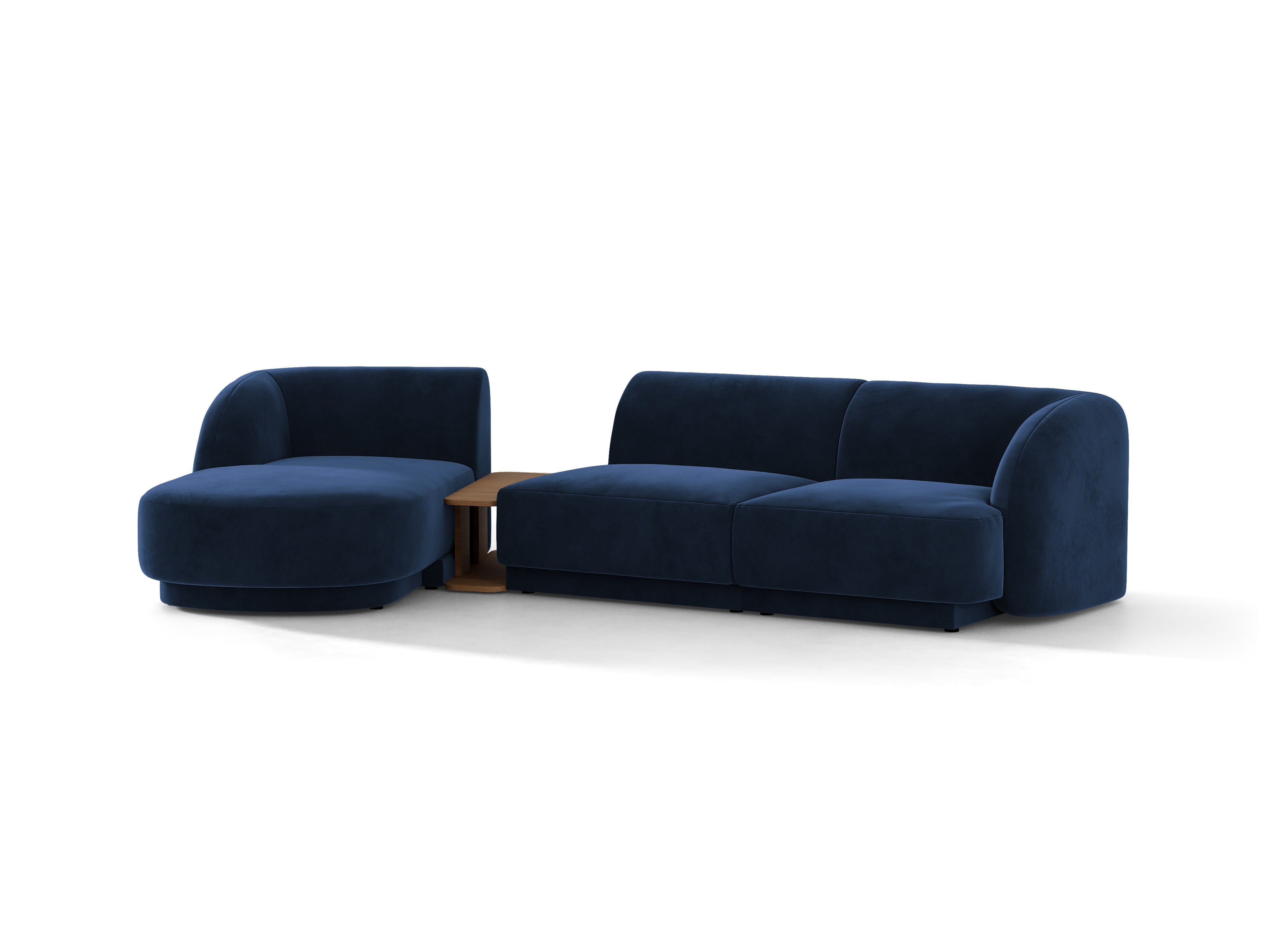 Modulares Ecksofa mit Tisch, 3-Sitzer, links, MILEY, königsblau