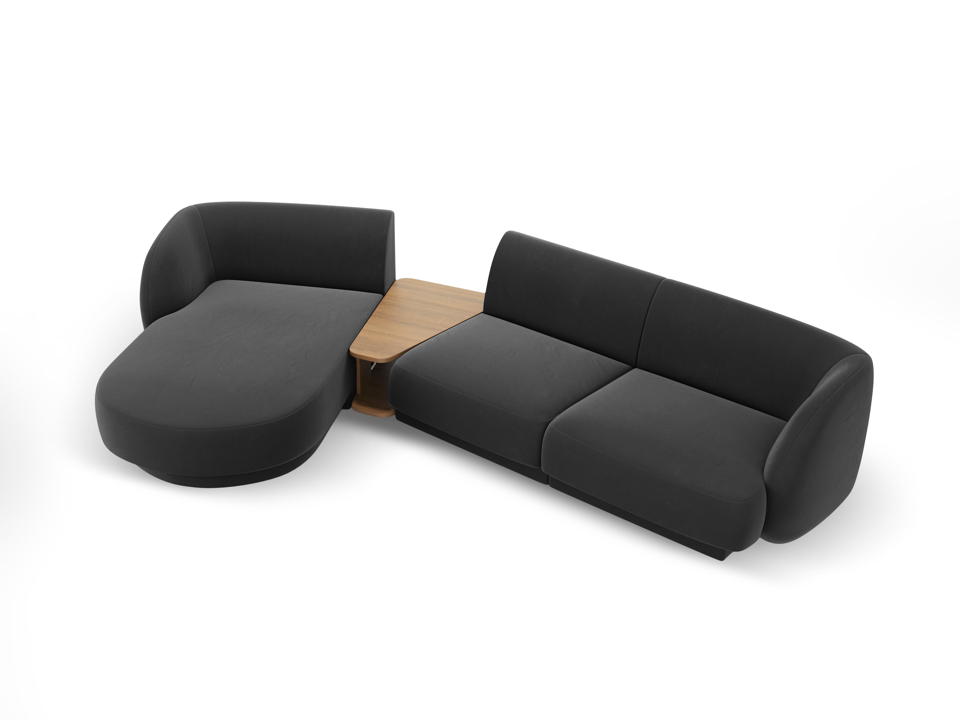 Modulares Ecksofa mit Tisch 3-sitzig links MILEY grau