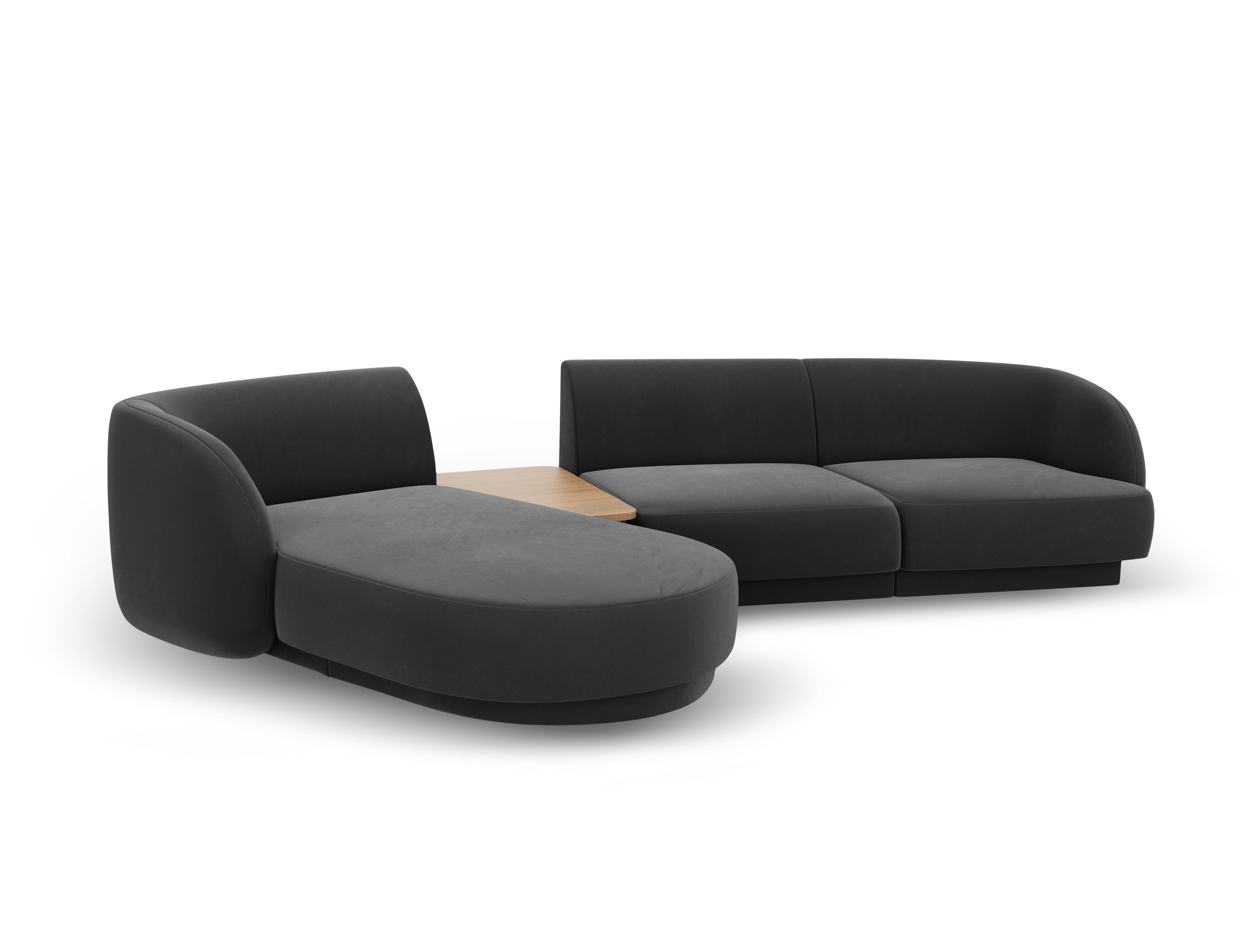 Modulares Ecksofa mit Tisch 3-sitzig links MILEY grau