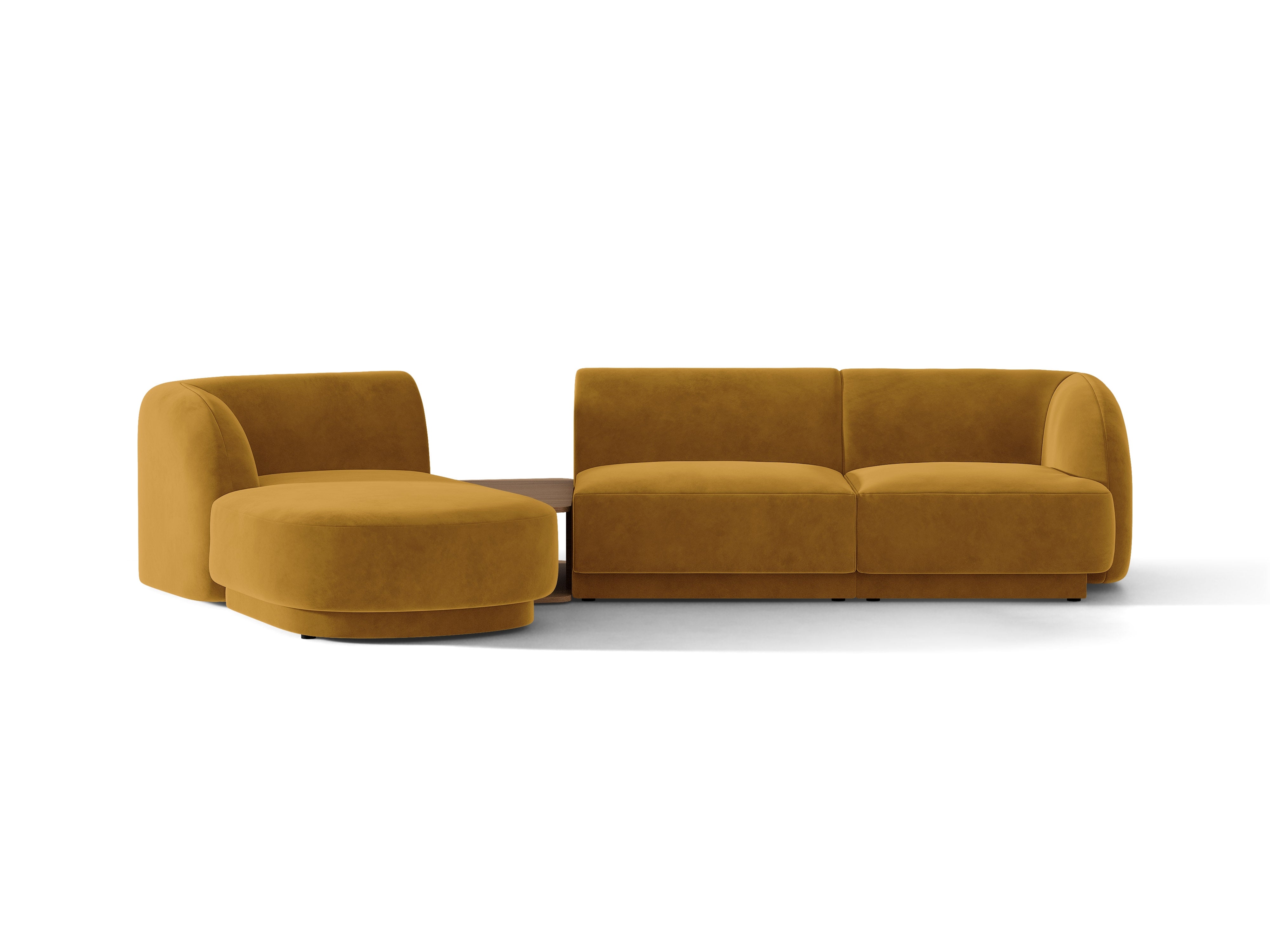 Modulares Ecksofa mit Tisch, 3-Sitzer, links, MILEY, gelb