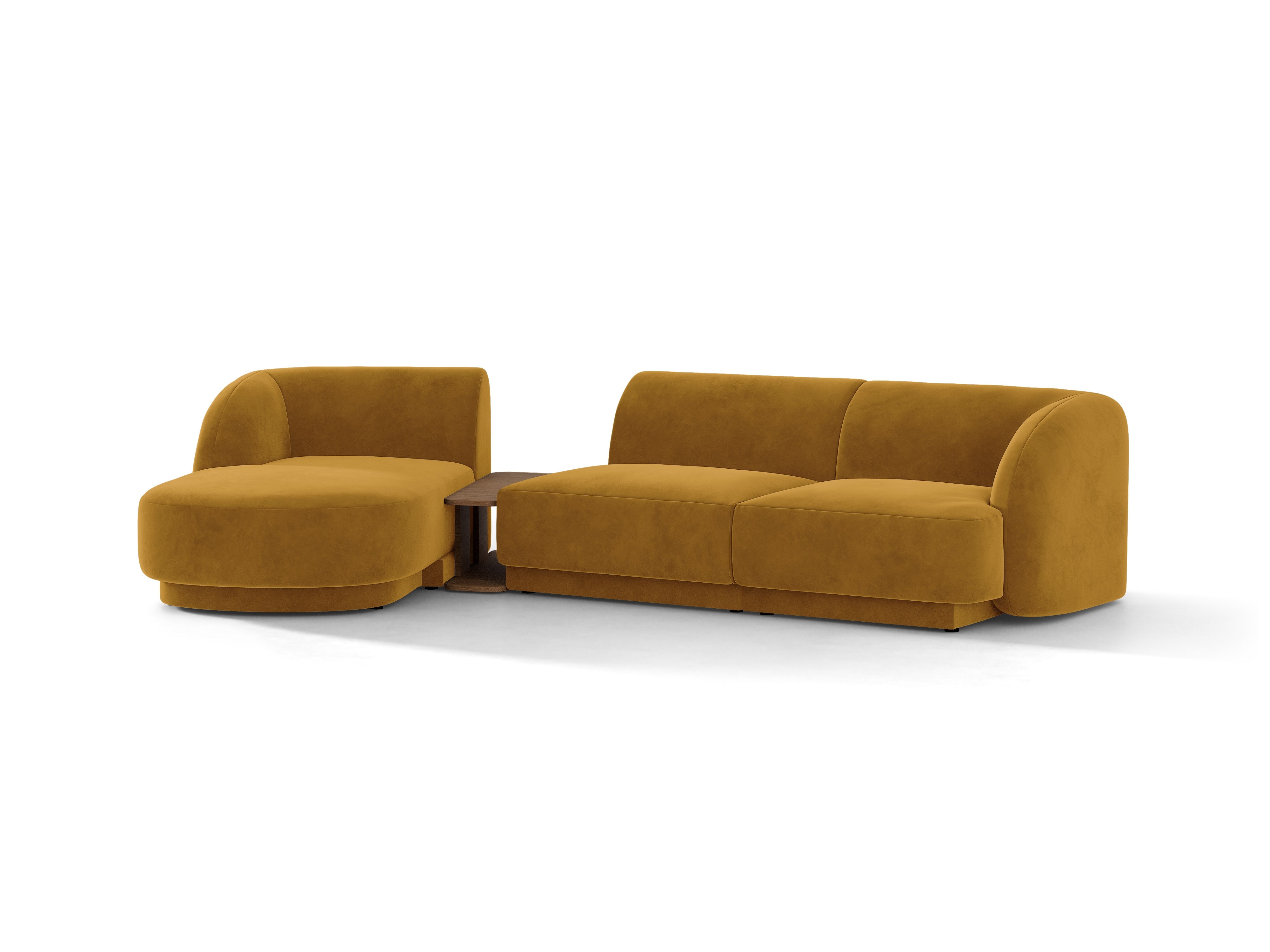 Modulares Ecksofa mit Tisch, 3-Sitzer, links, MILEY, gelb