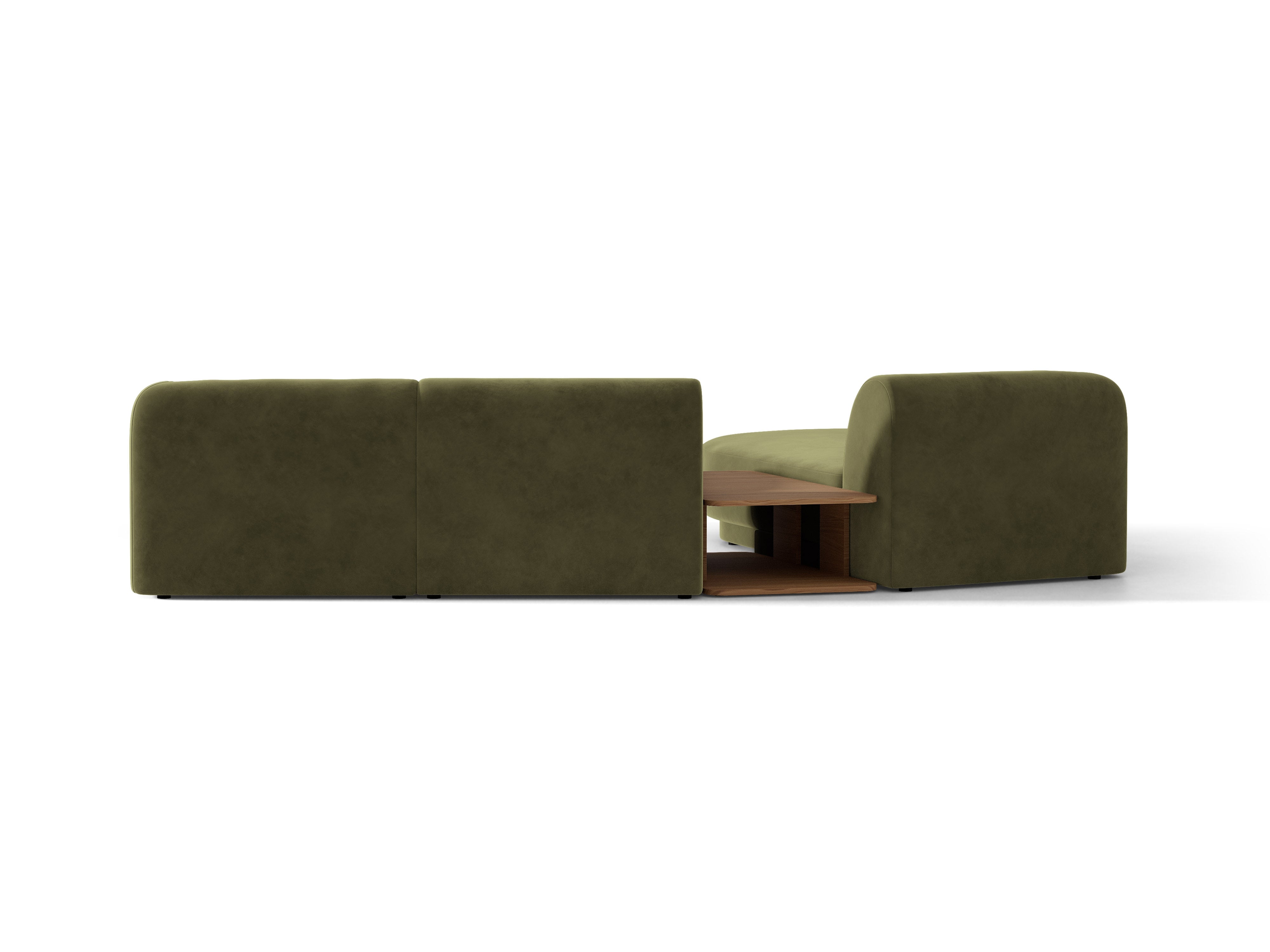 Modulares Ecksofa mit Tisch, 3-Sitzer, links, MILEY, grün