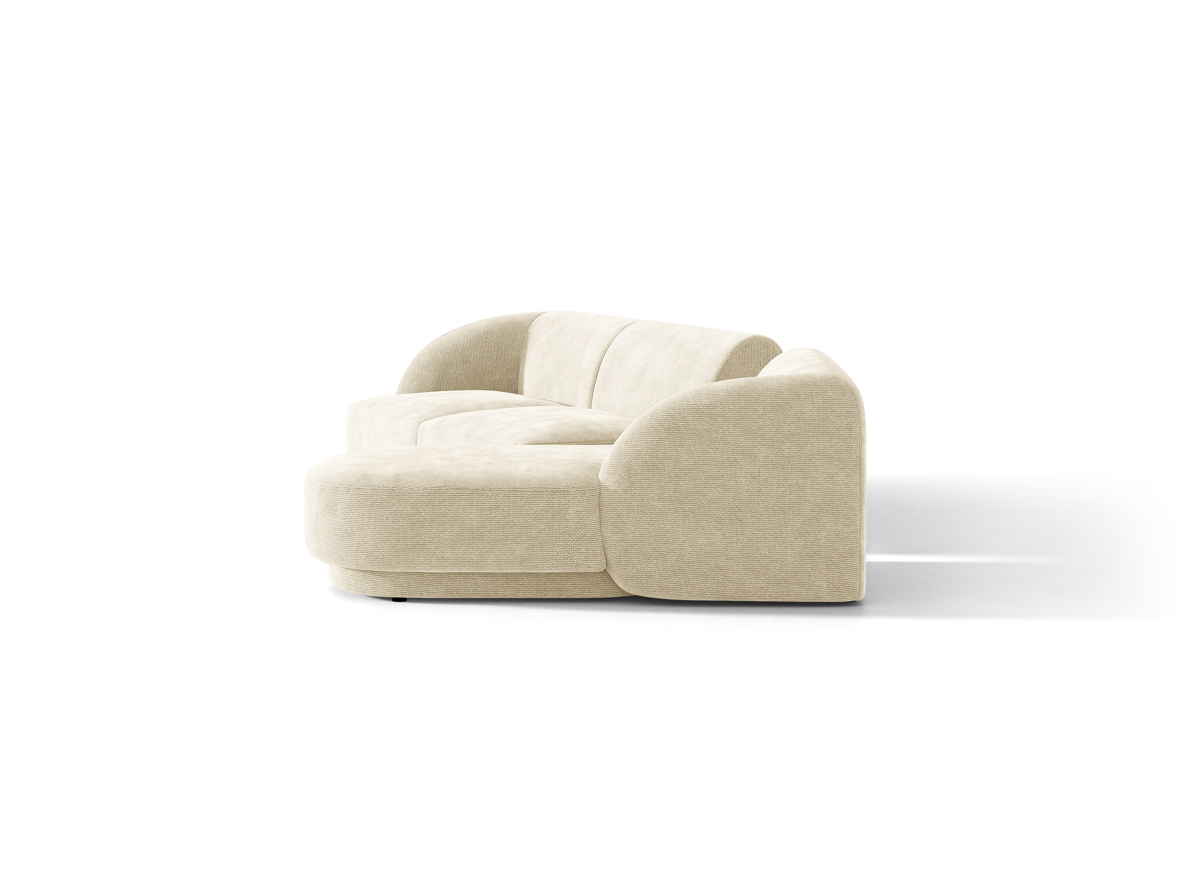 Modulares Ecksofa mit Tisch 3-Sitzer rechts MILEY hellbeige schimmernder Chenille
