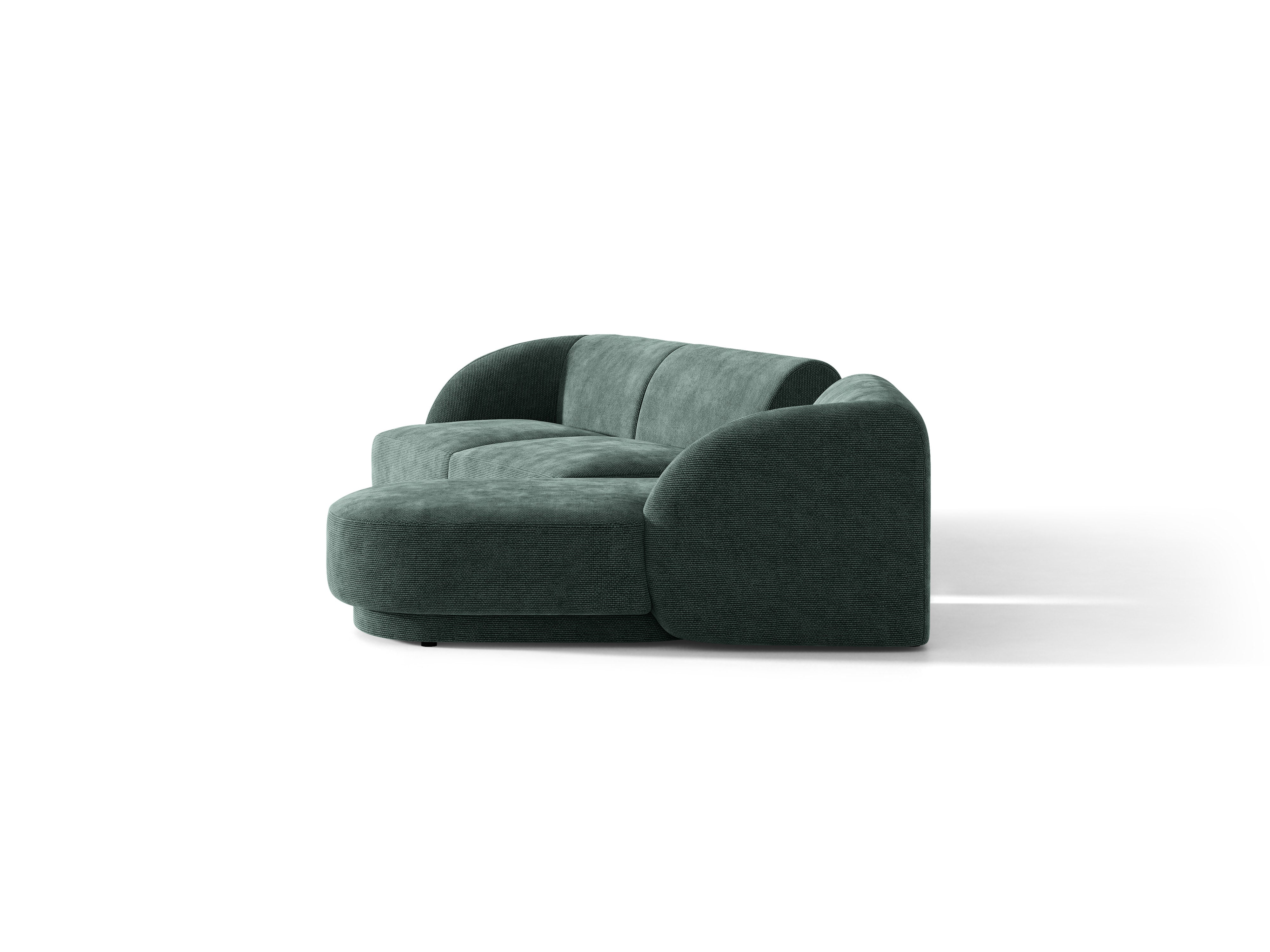 Modulares Ecksofa mit Tisch, 3-Sitzer, rechtsseitig, MILEY, petrol, schimmernder Chenille