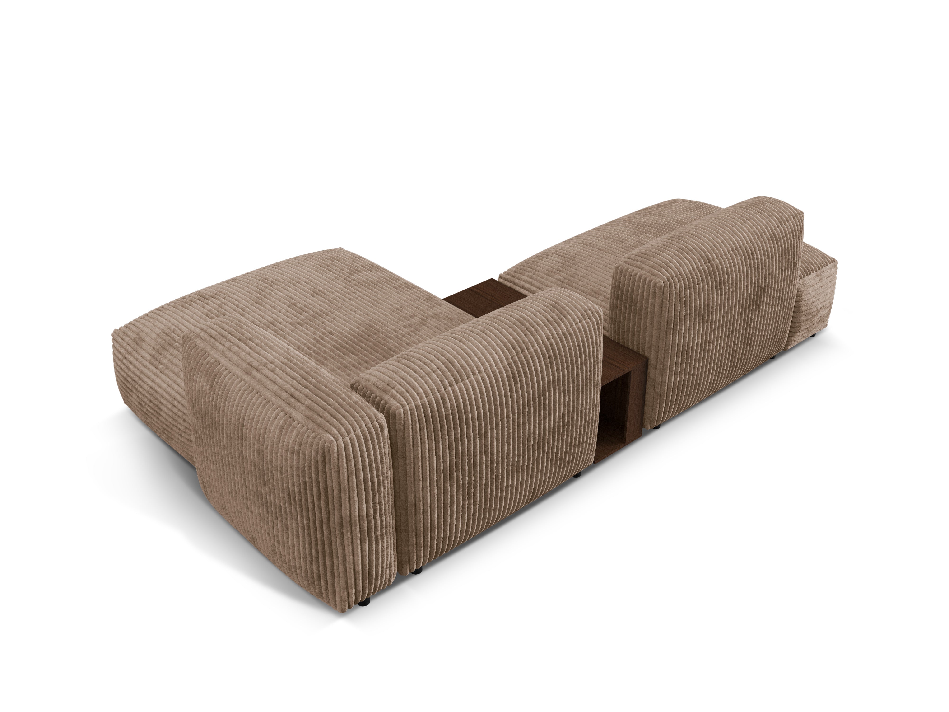 Rechts -Ecke mit einem Martin -Tisch dunkler Beige Corduroy