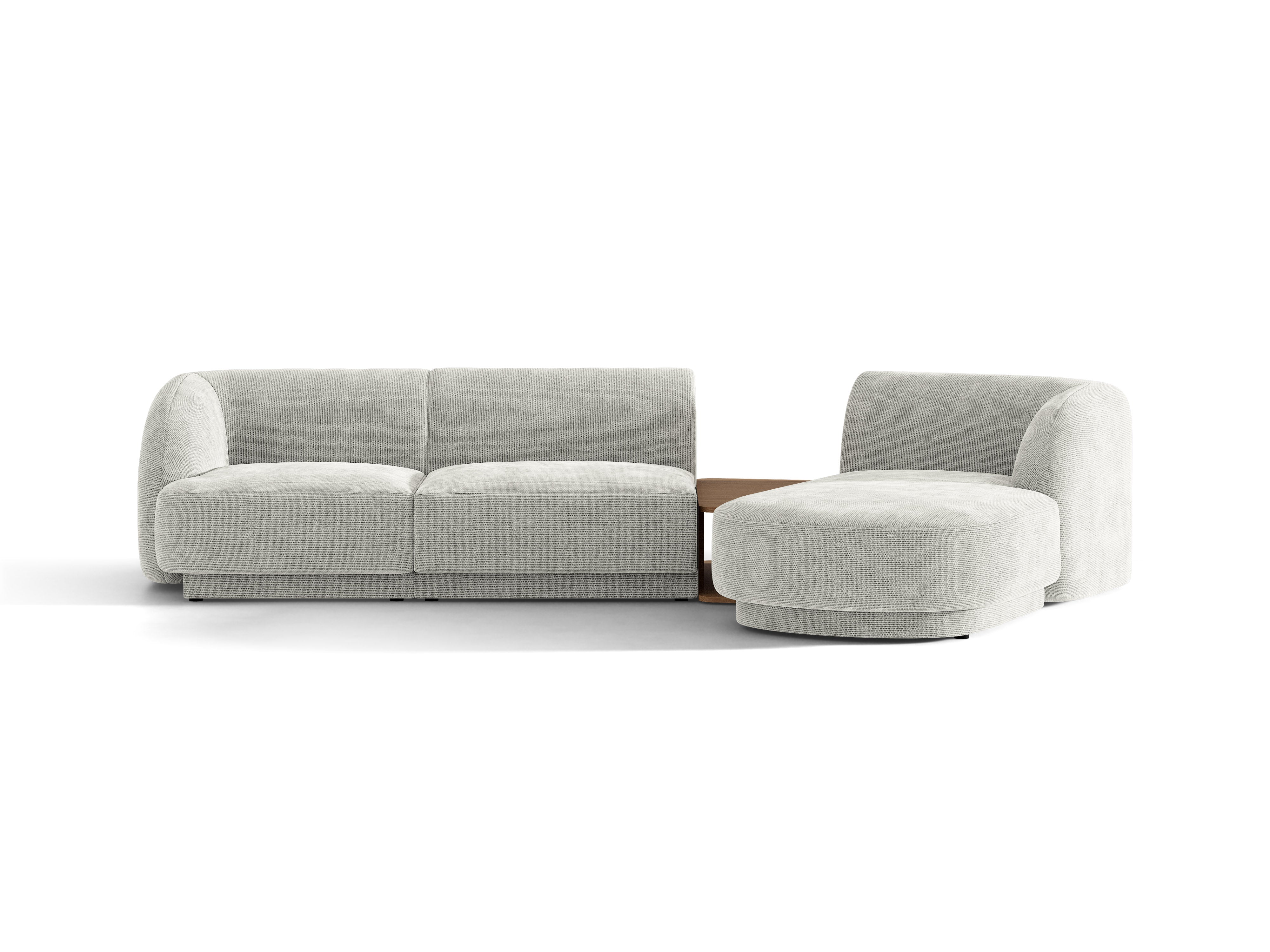 Modulares Ecksofa mit Tisch, 3-Sitzer, rechtsseitig, MILEY, graues Chenille