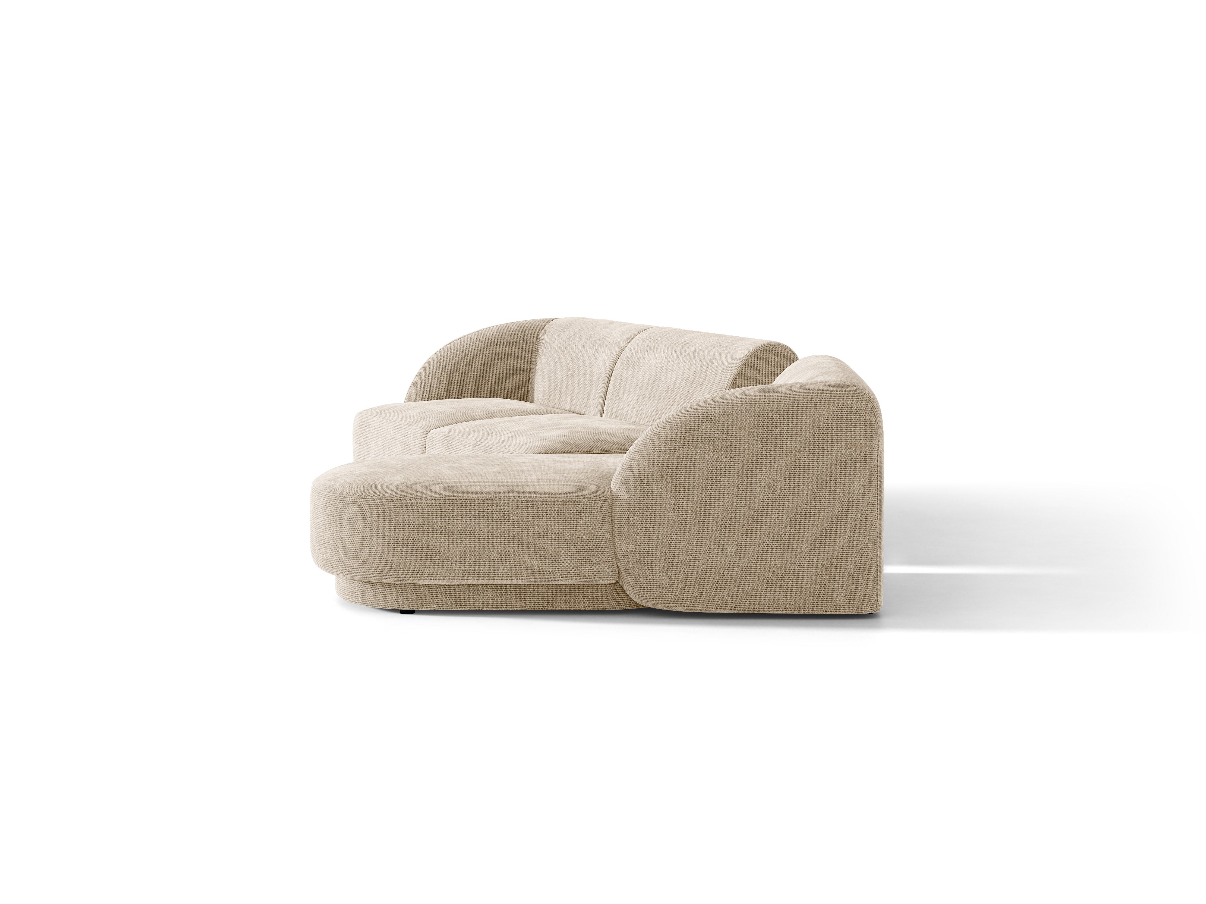 Modulares Ecksofa mit Tisch 3-sitzig rechts MILEY beige Chenille