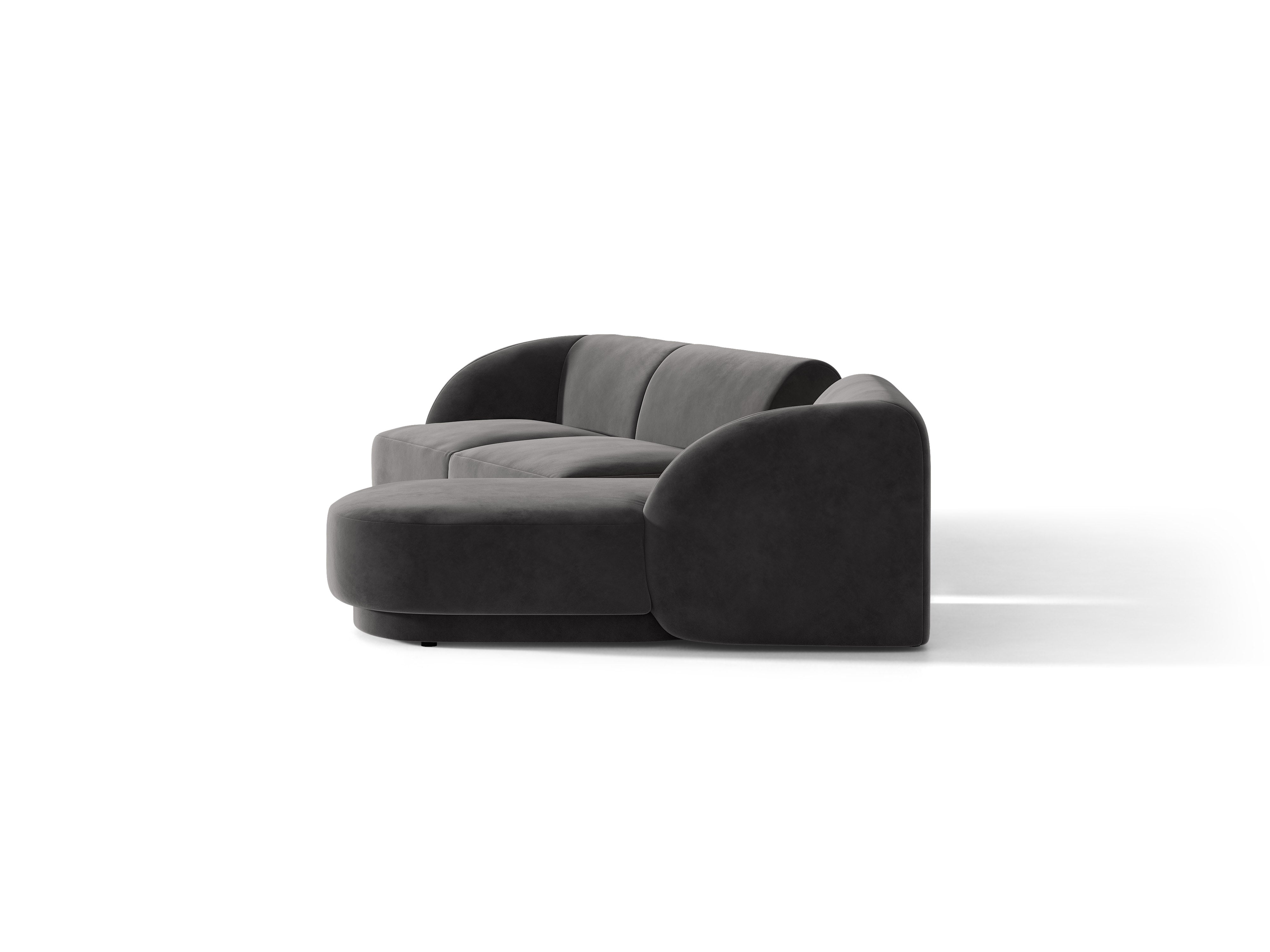 Modulares Ecksofa mit Tisch, 3-Sitzer, rechtsseitig, samtig, MILEY, grau