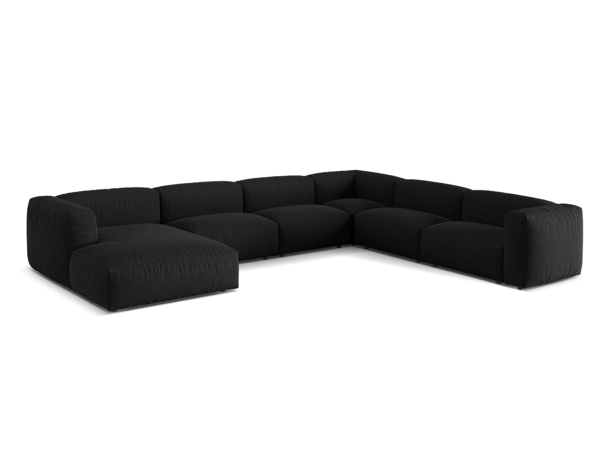 Narożnik modułowy prawostronny duży MARTINA czarny – ujęcie boczne