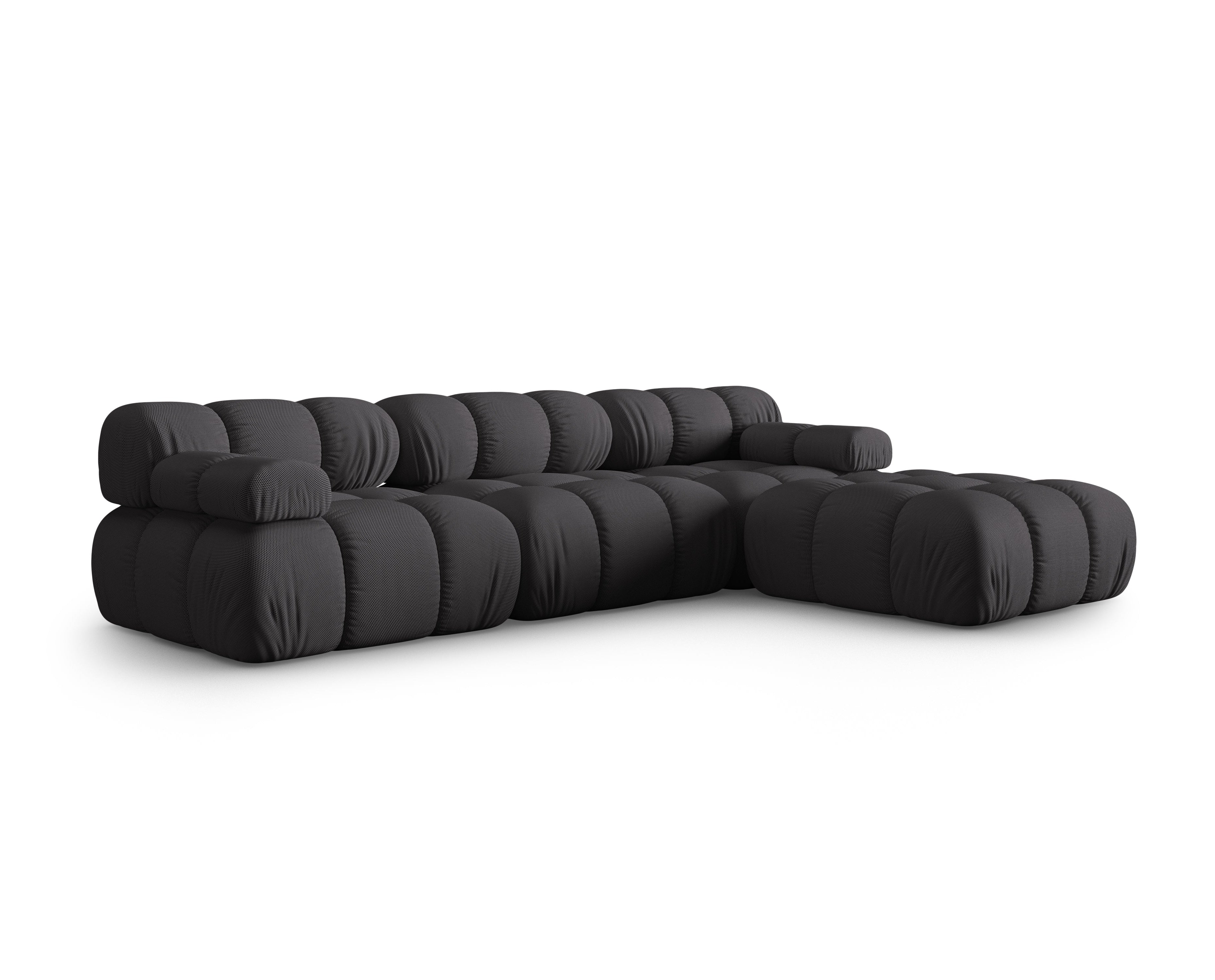 Universelle Eckcouch BELLIS in dunkelgrauem 3D-Stoff